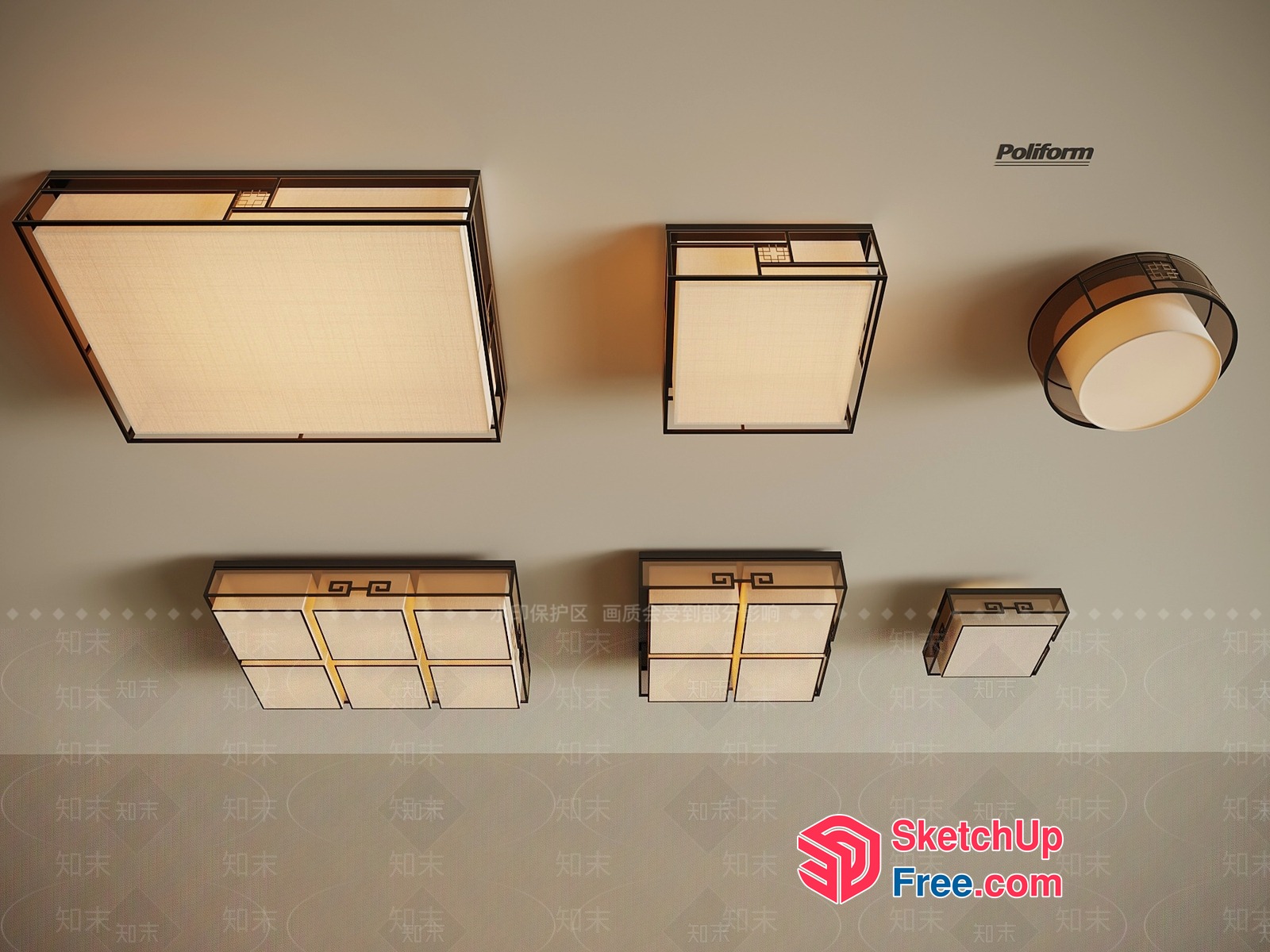 Poliform Ceiling Lights Collection 3D SketchUp File