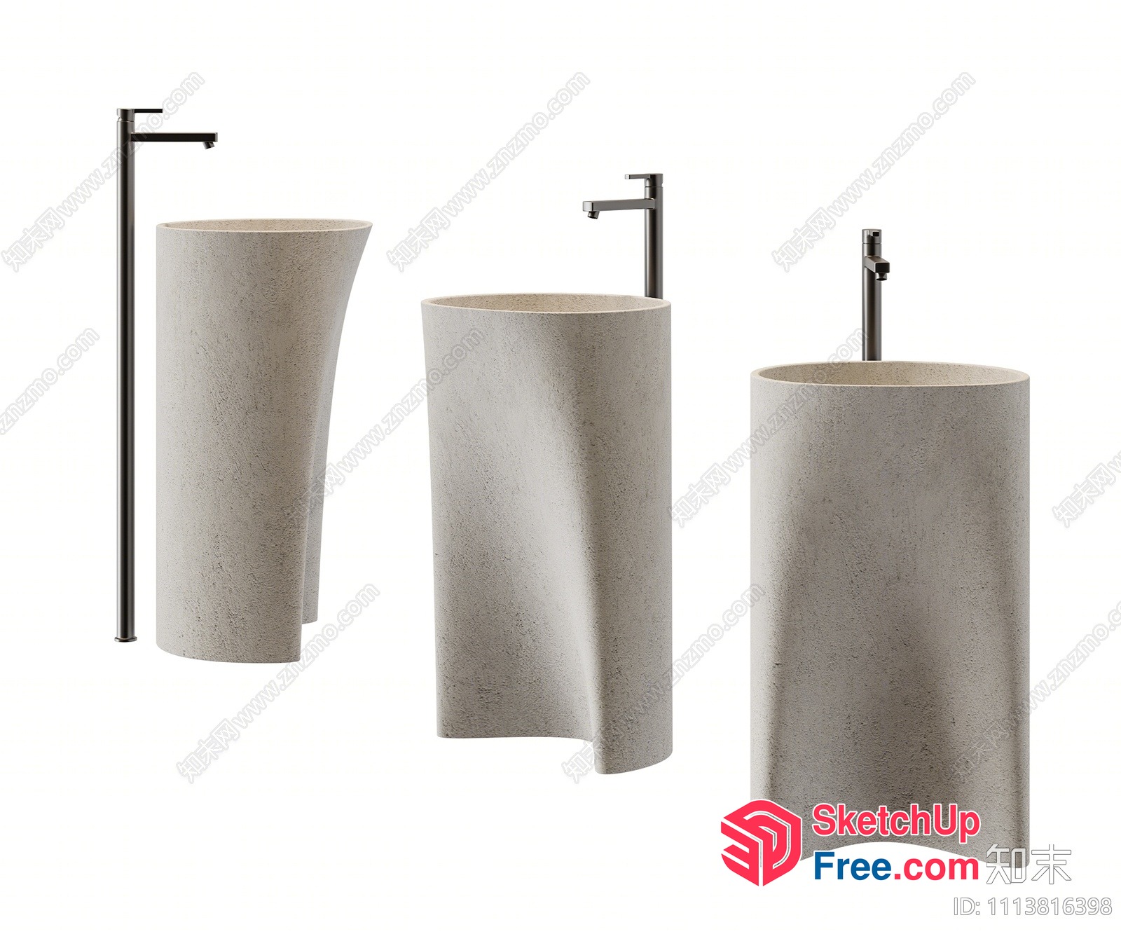 Modern Minimalist Bathroom Sink Set 3D SketchUp File