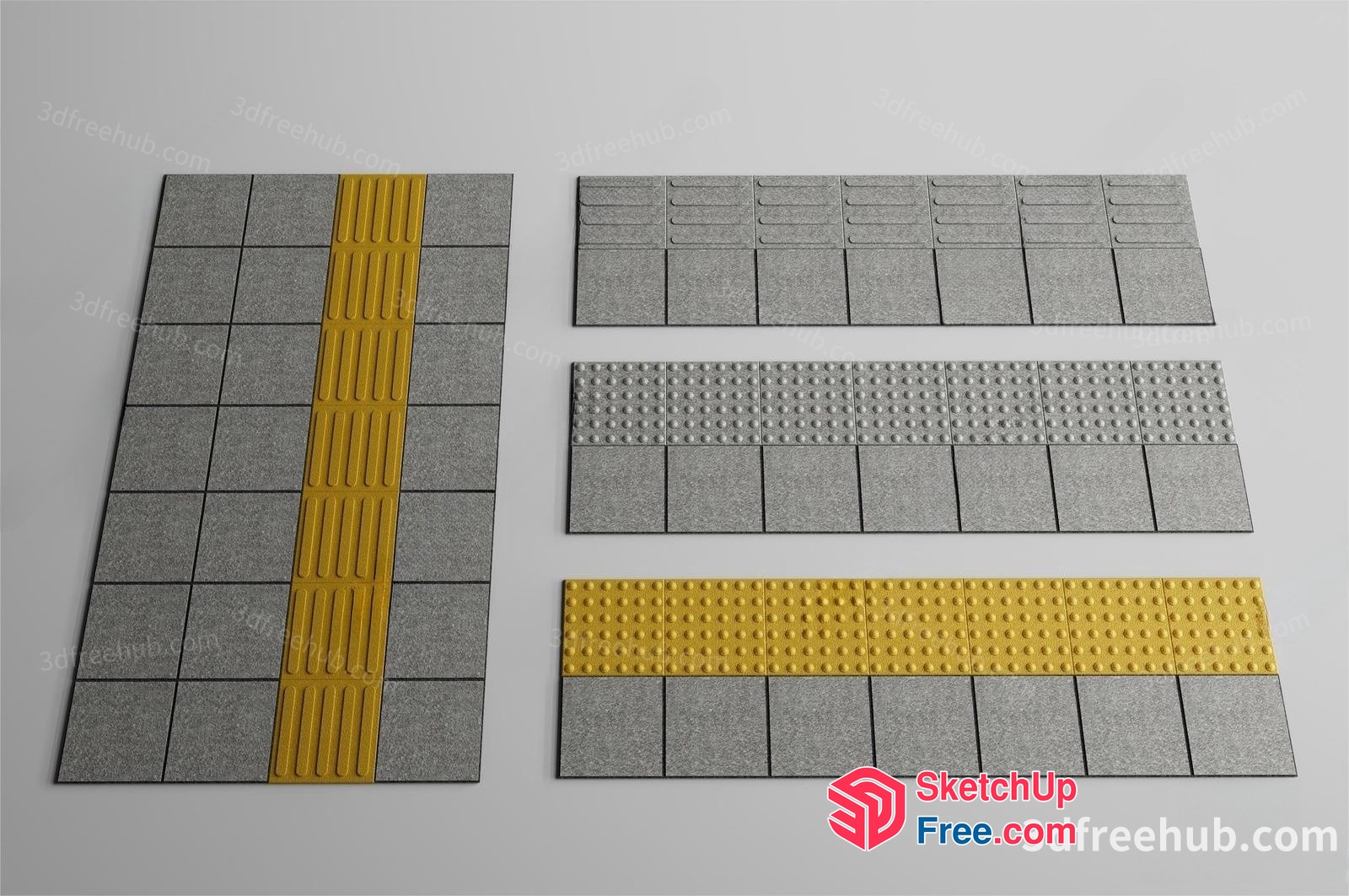 Tiled Floor With Yellow Warning Strip 3D SketchUp File