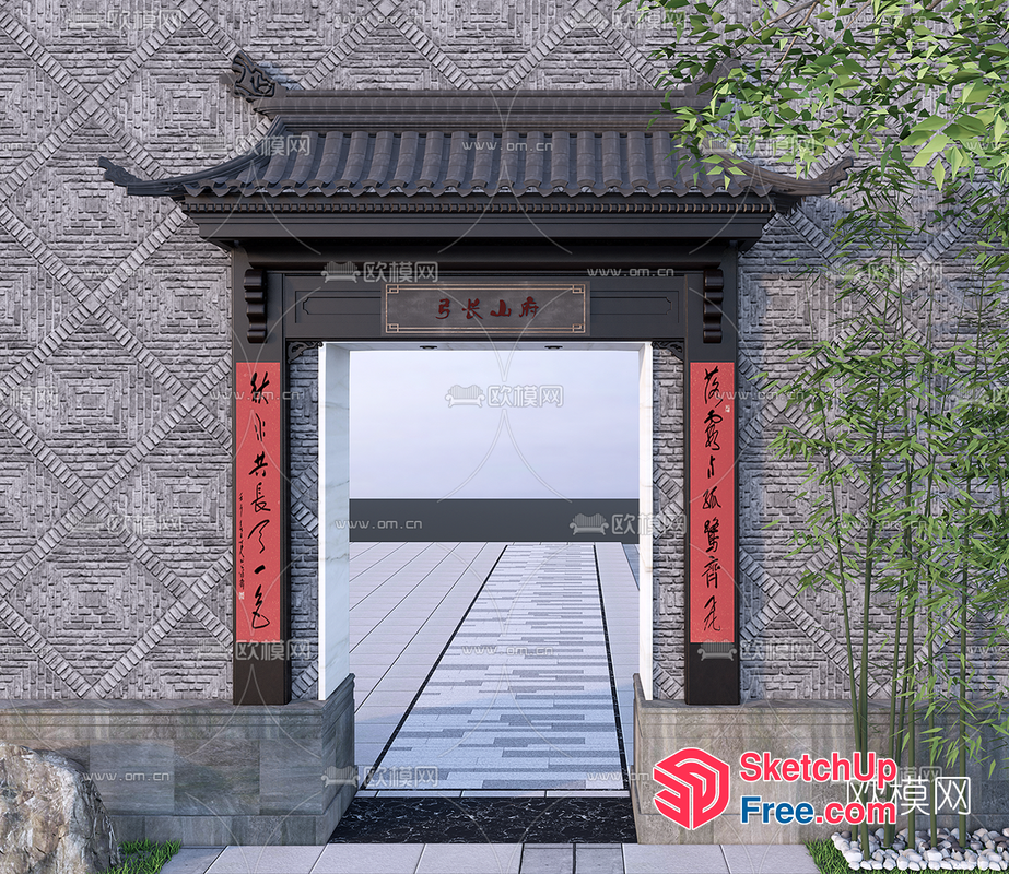 Traditional Chinese Architecture Entrance 3D SketchUp File