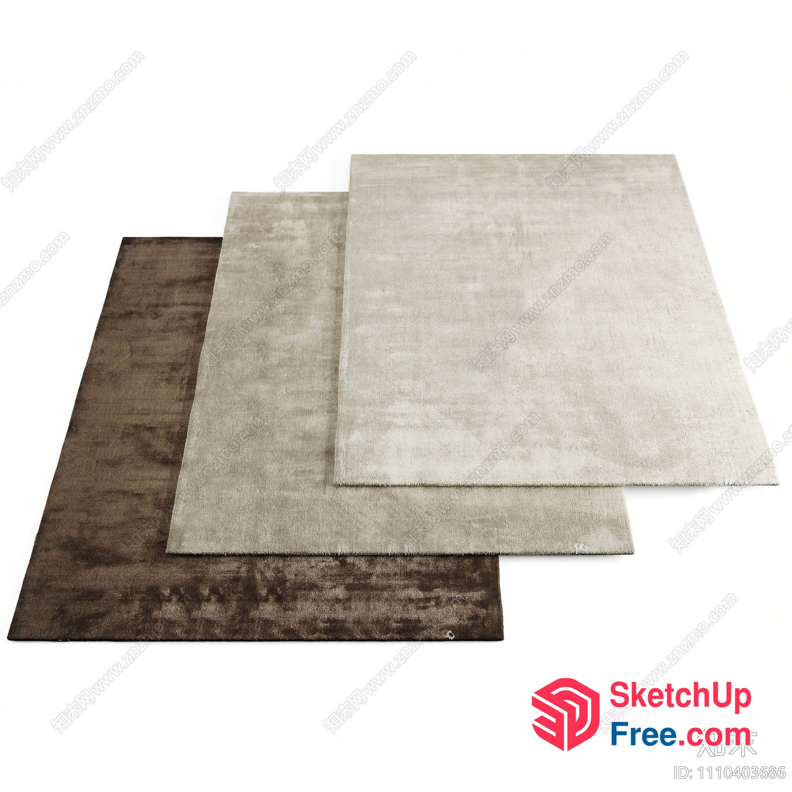 Three Rug Stacks In Neutral Colors 3D SketchUp File