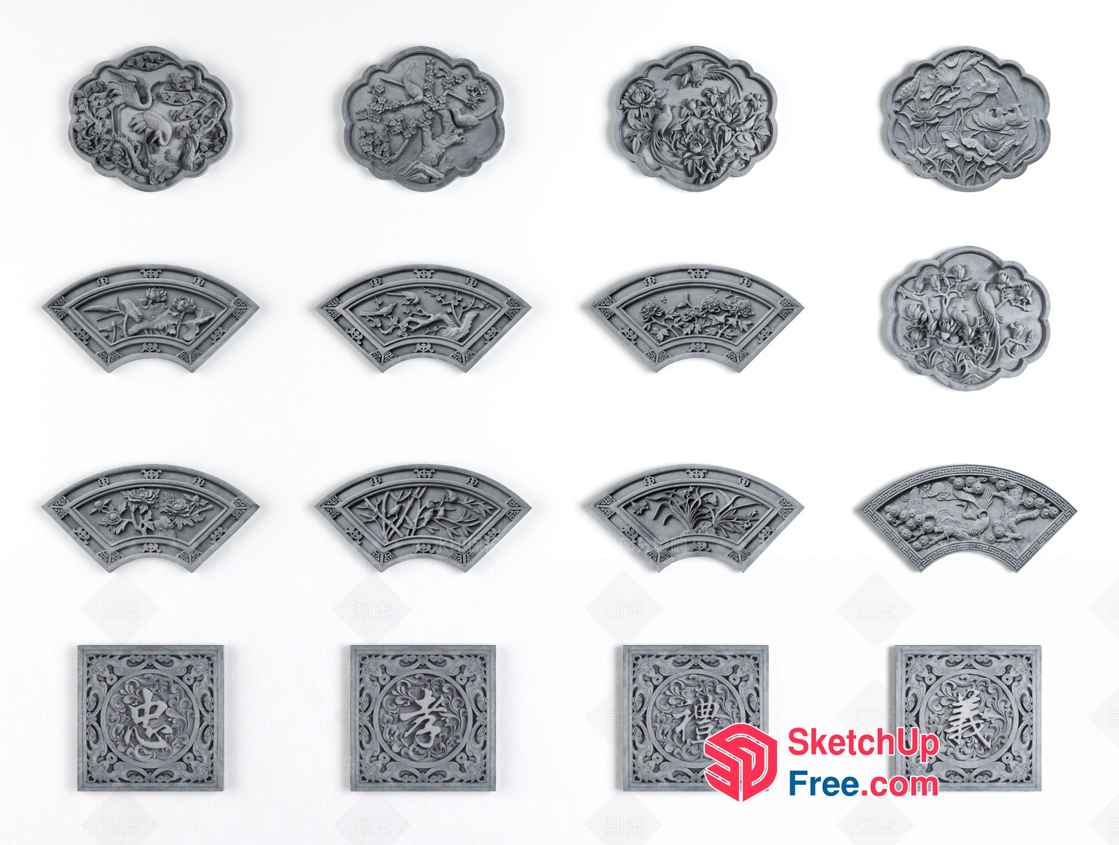 Asian-Inspired Decorative Wall Art Pieces 3D SketchUp File