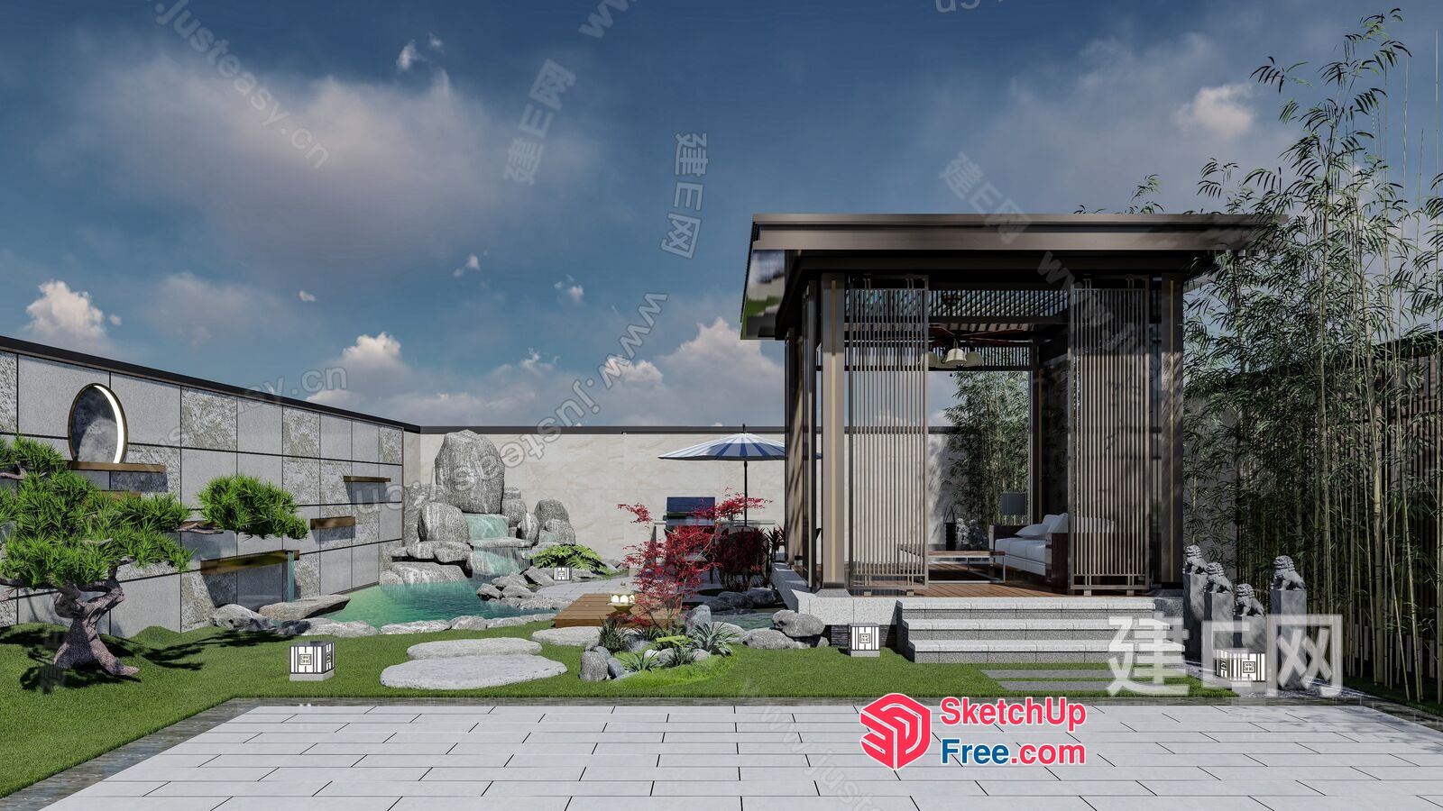 Serene Japanese-Inspired Oasis 3D SketchUp File