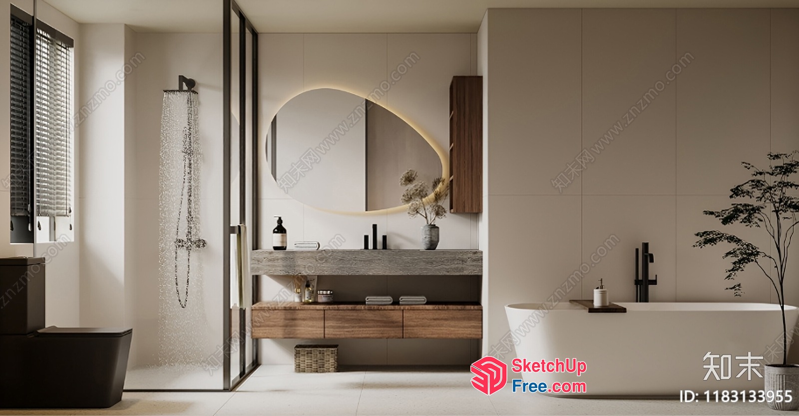 Modern Bathroom With Sleek White And Wood Accents 3D SketchUp File