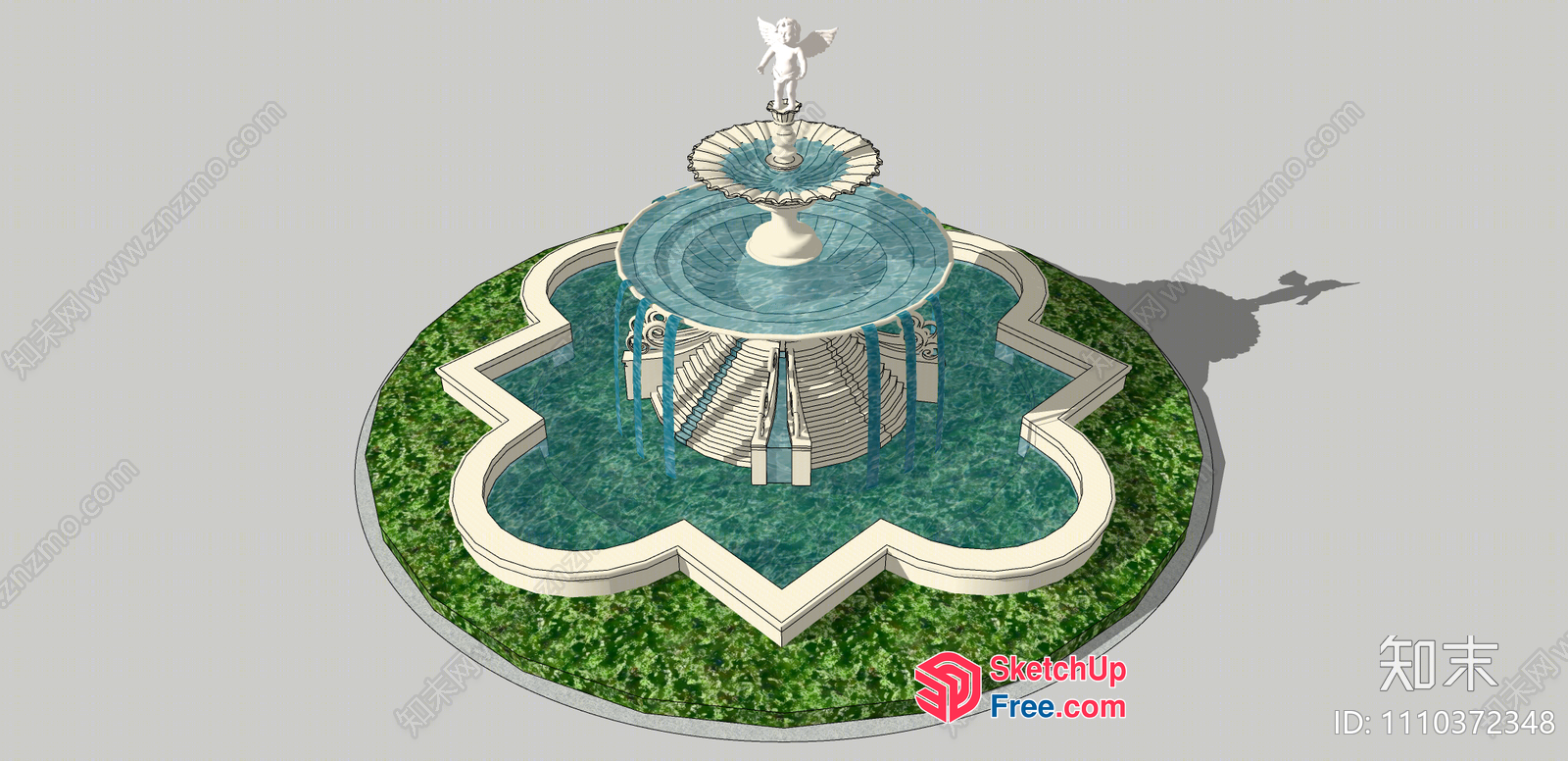Classic European-Style Water Fountain With Cherub Statue 3D SketchUp File