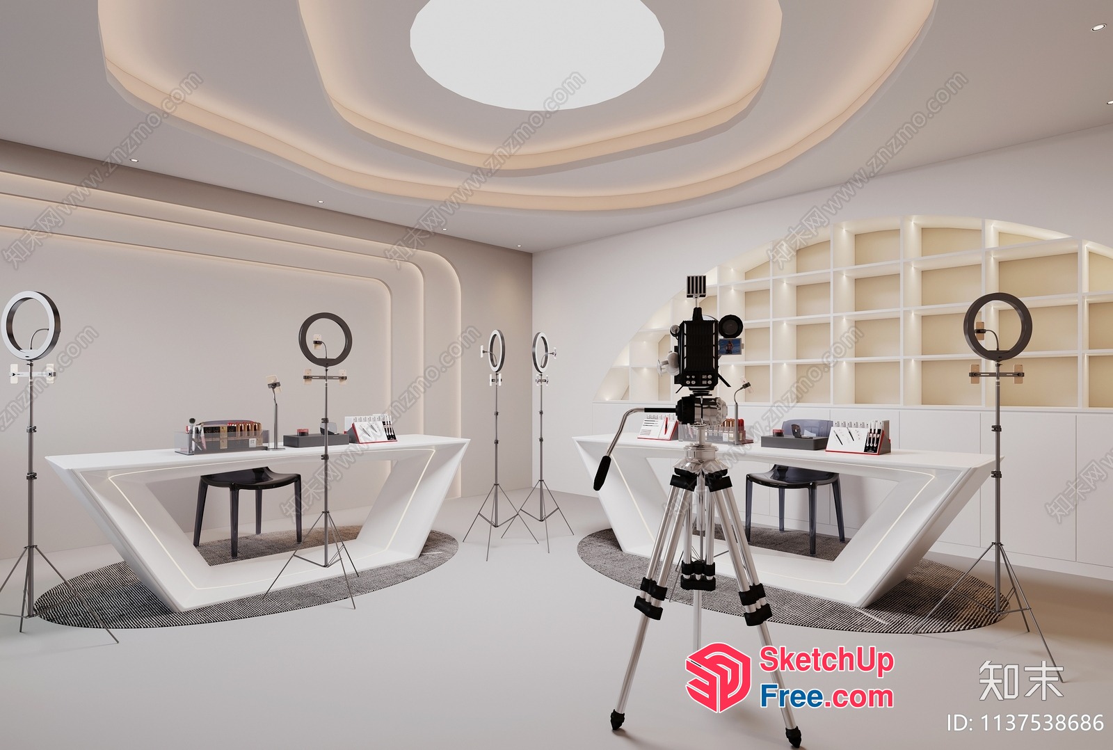 Modern Interior With White Furniture And Lighting 3D SketchUp File