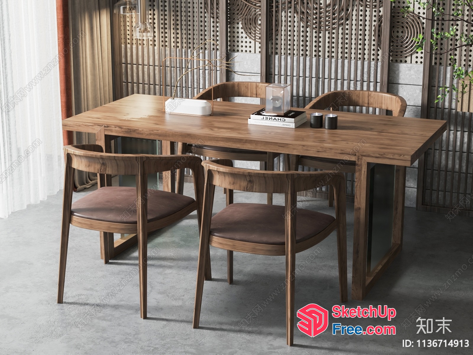 Modern Dining Room With Sleek Table And Chairs 3D SketchUp File