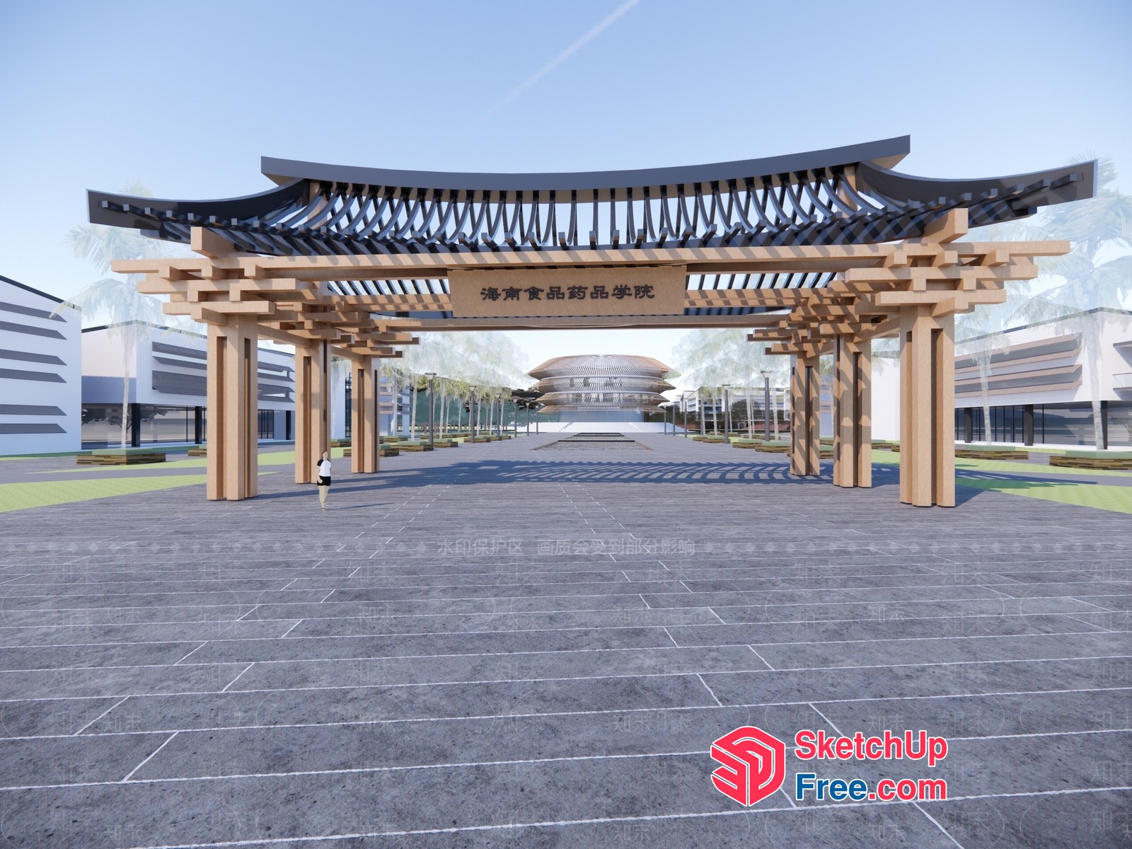 Asian-Inspired Architecture Entrance 3D SketchUp File