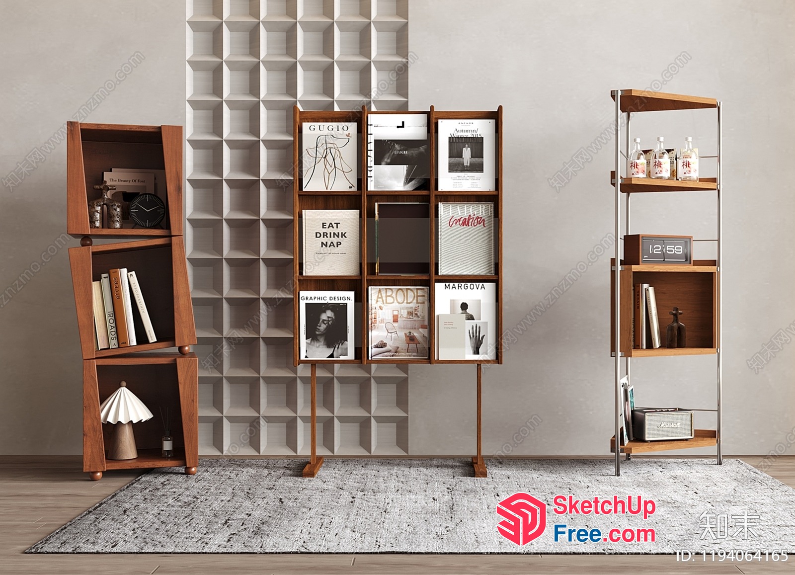 Modern Bookcase And Shelving Unit 3D SketchUp File
