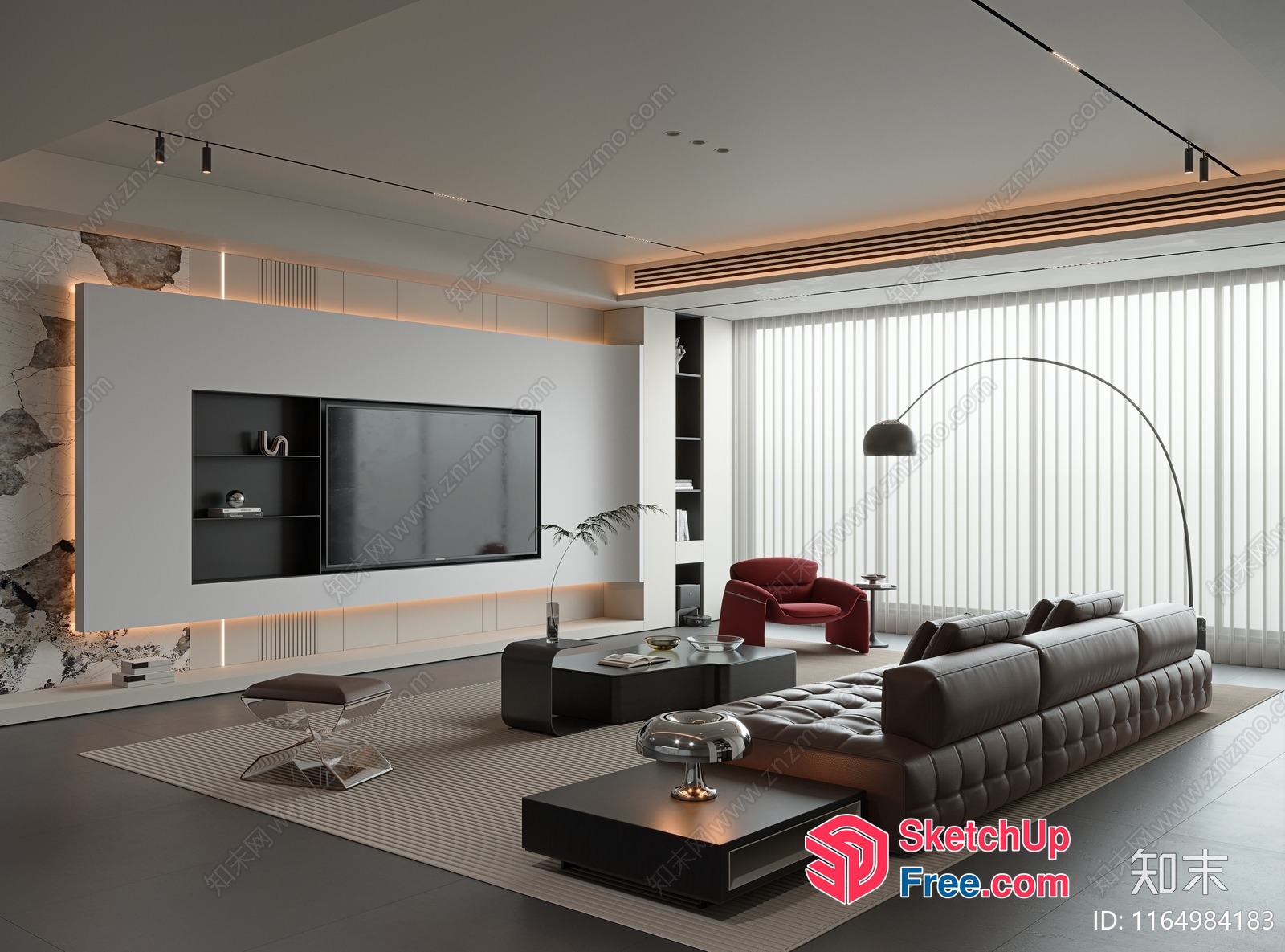 Modern Minimalist Living Room With Sleek Furniture And Natural Light 3D SketchUp File