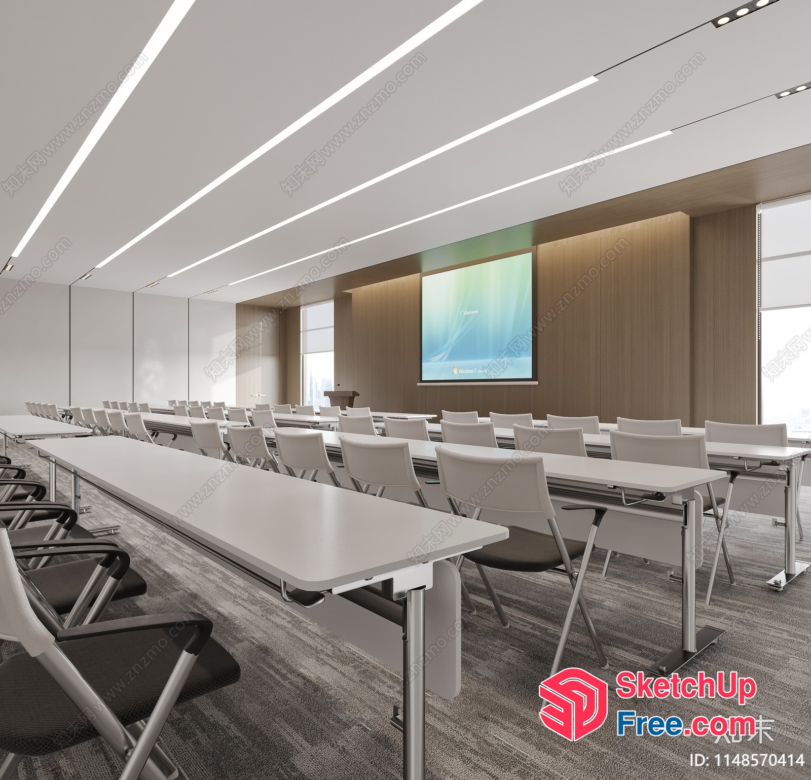 Modern Conference Room Interior With Sleek Tables And Chairs 3D SketchUp File