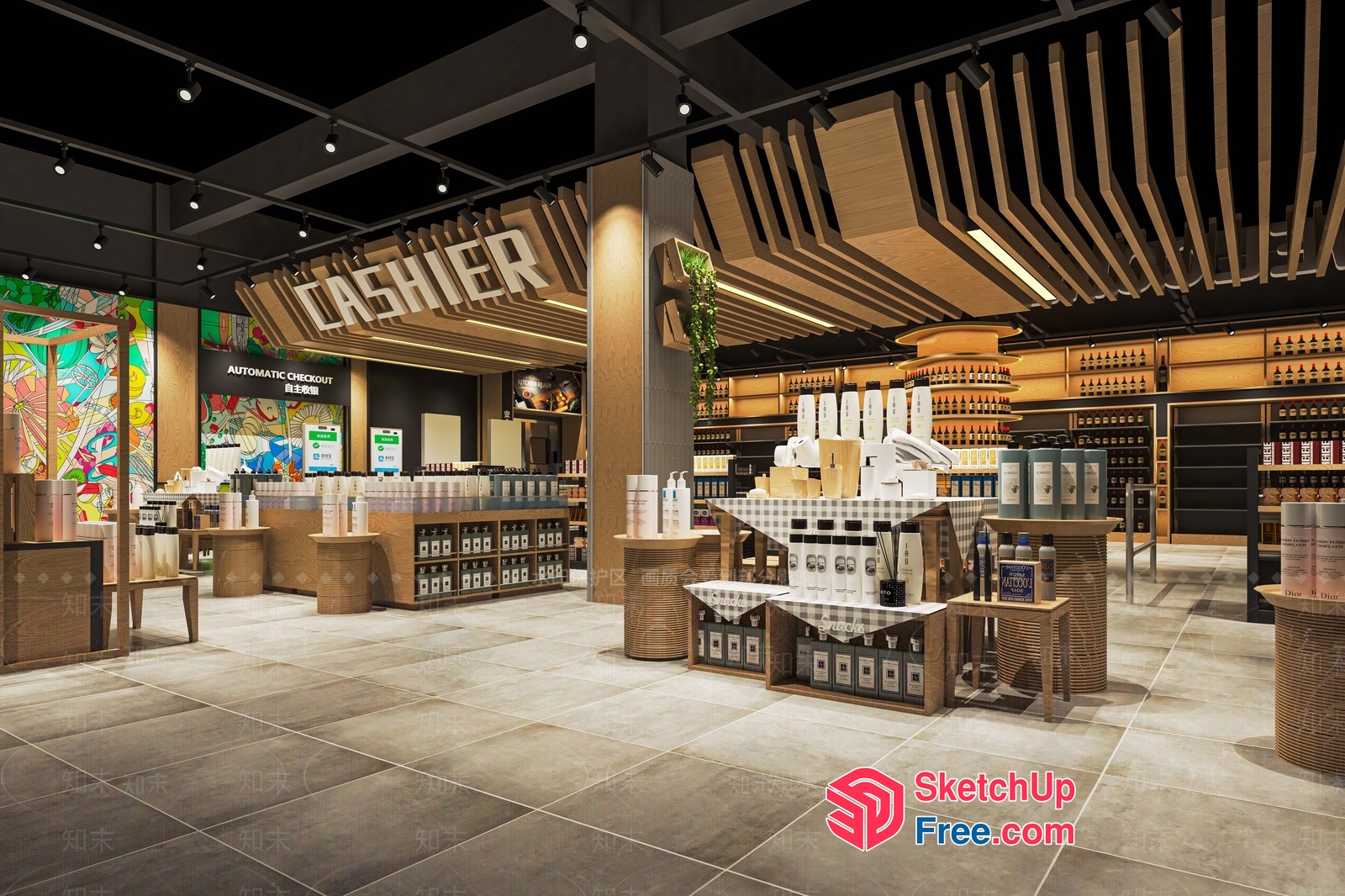 Modern Grocery Store Interior 3D SketchUp File