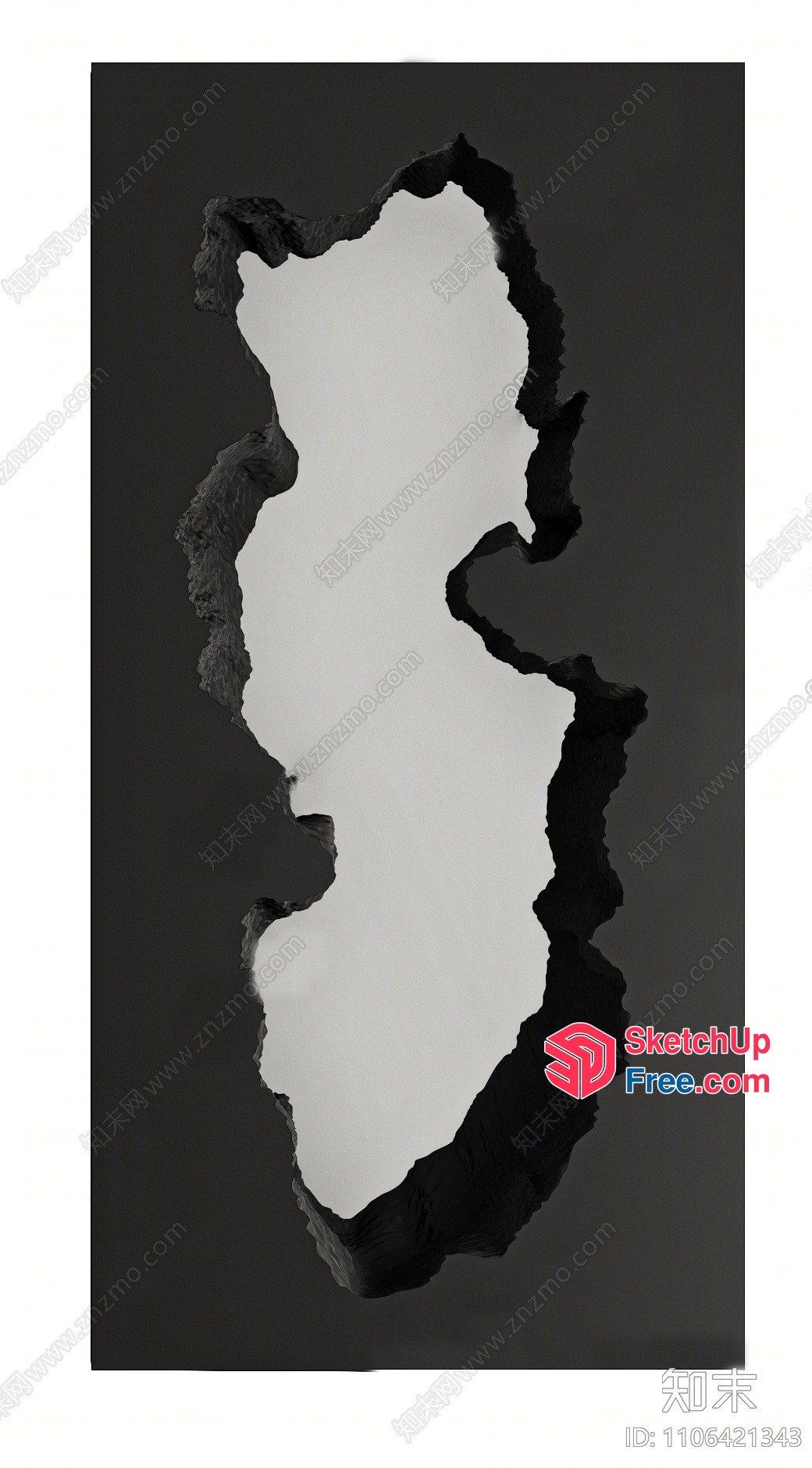 Carved Hole In A Black And White Background 3D SketchUp File