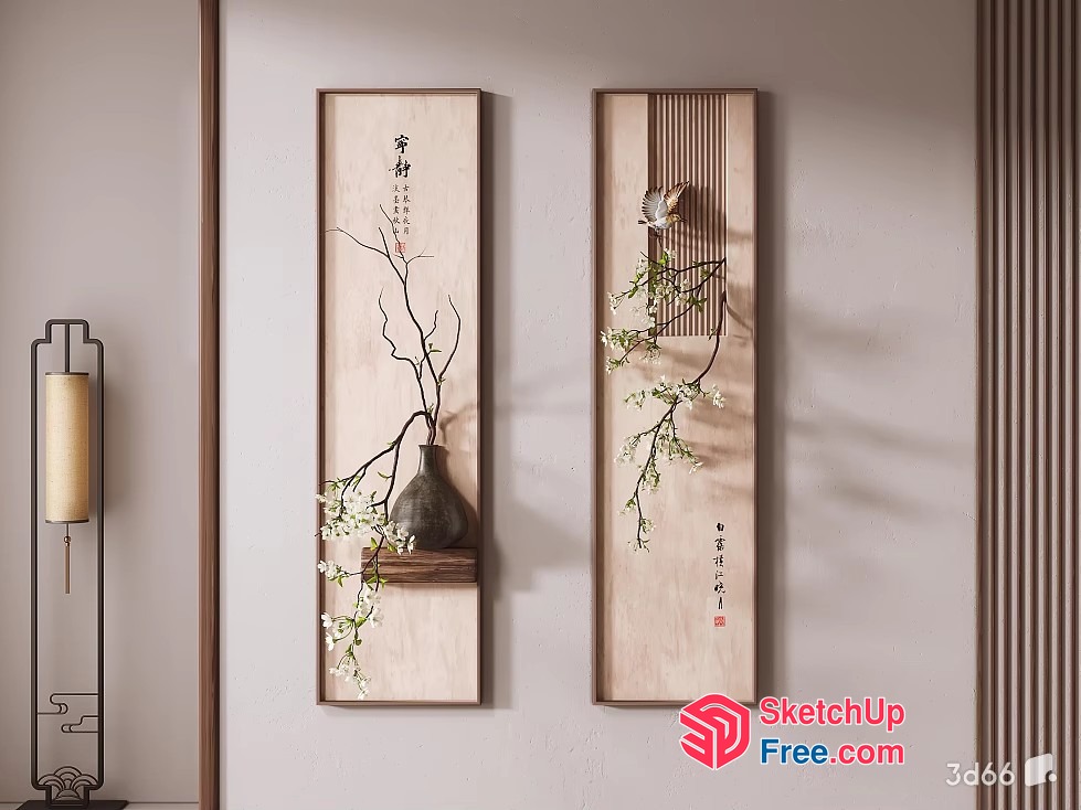 Elegant Asian-Inspired Decorative Panels 3D SketchUp File