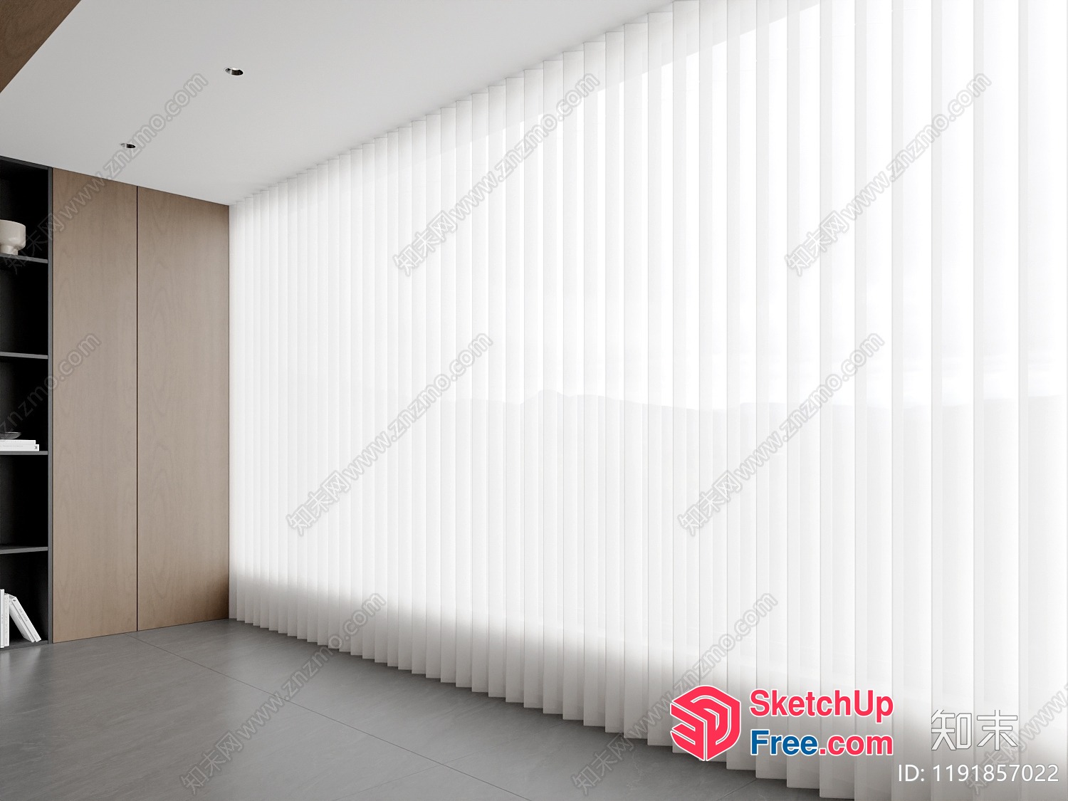 Interior Room With Vertical Blinds And Bookcase 3D SketchUp File