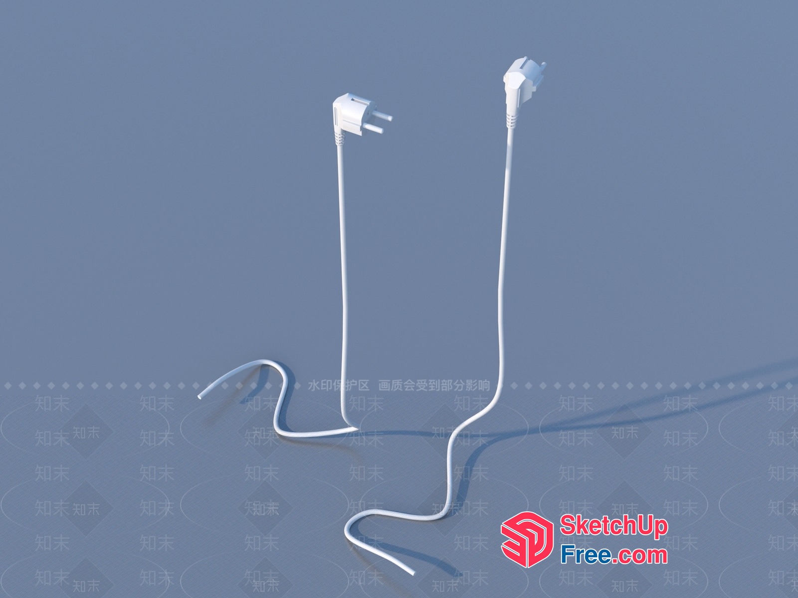 White Power Cords On A Gray Background 3D SketchUp File