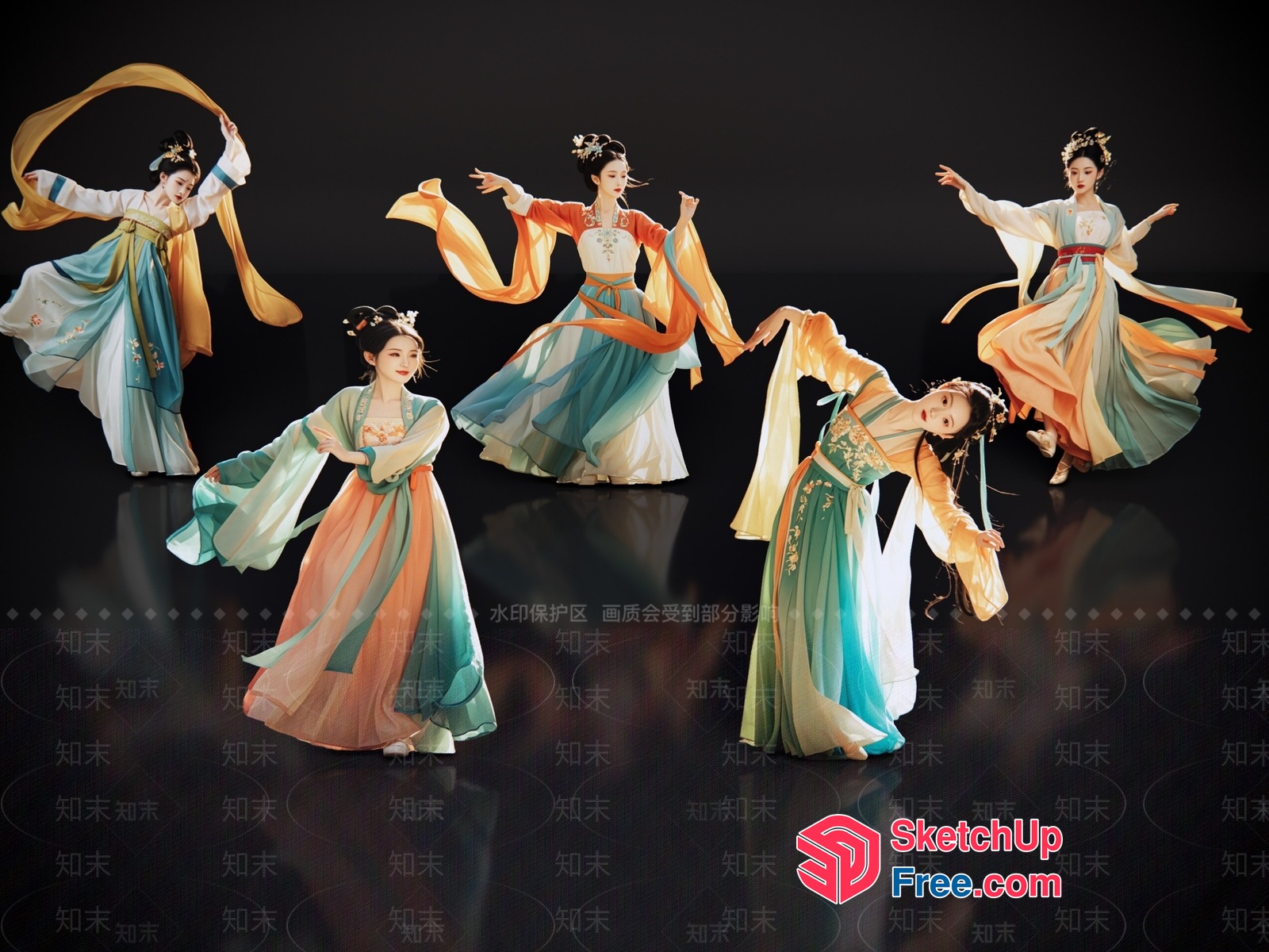 Vibrant Asian Dance Performance 3D SketchUp File