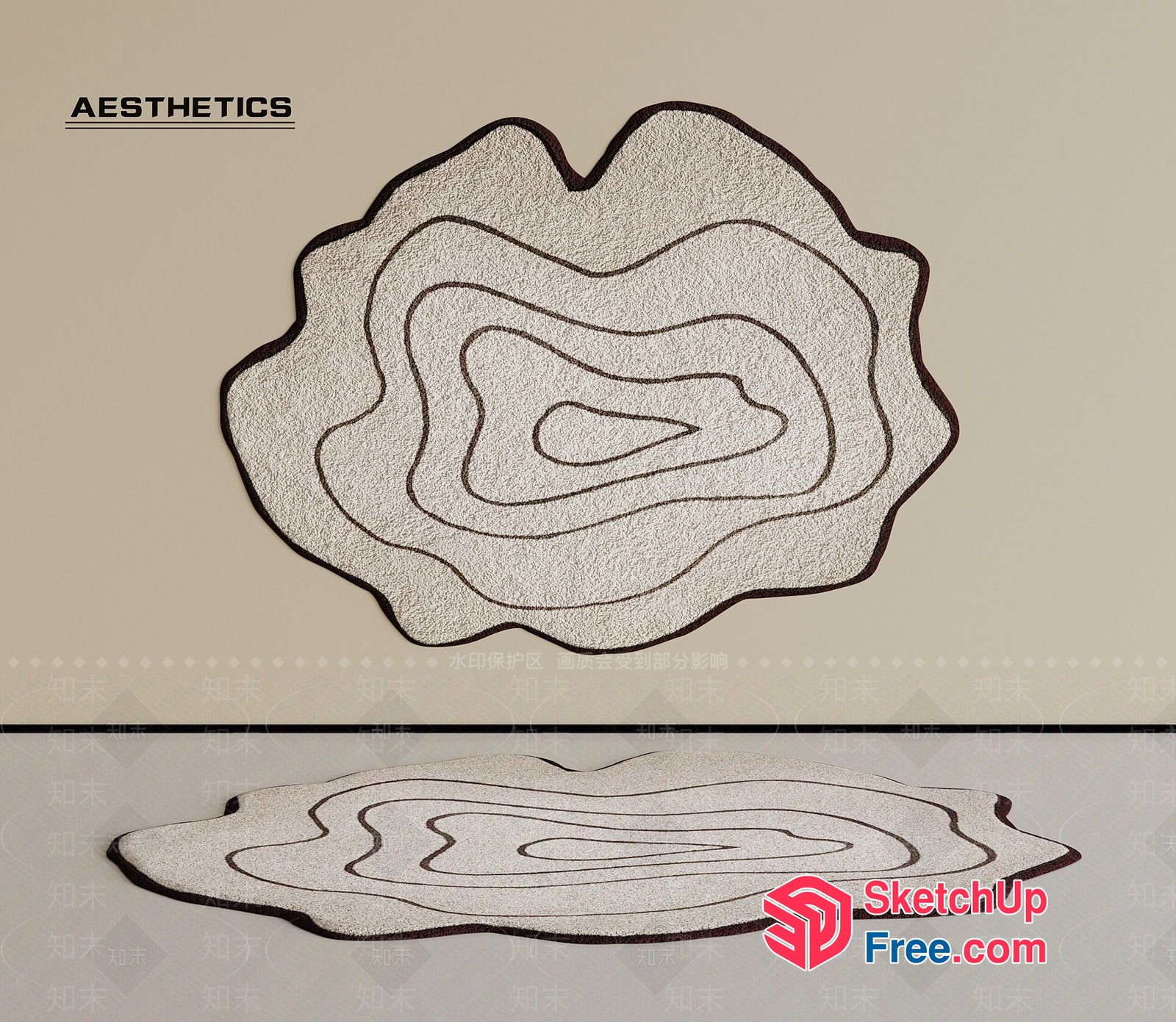 Topographic Map Design Rug 3D SketchUp File