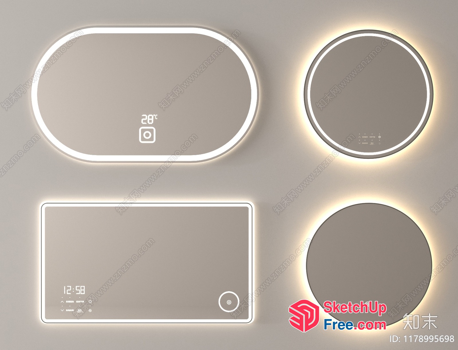 Modern Lighted Wall Mirrors 3D SketchUp File