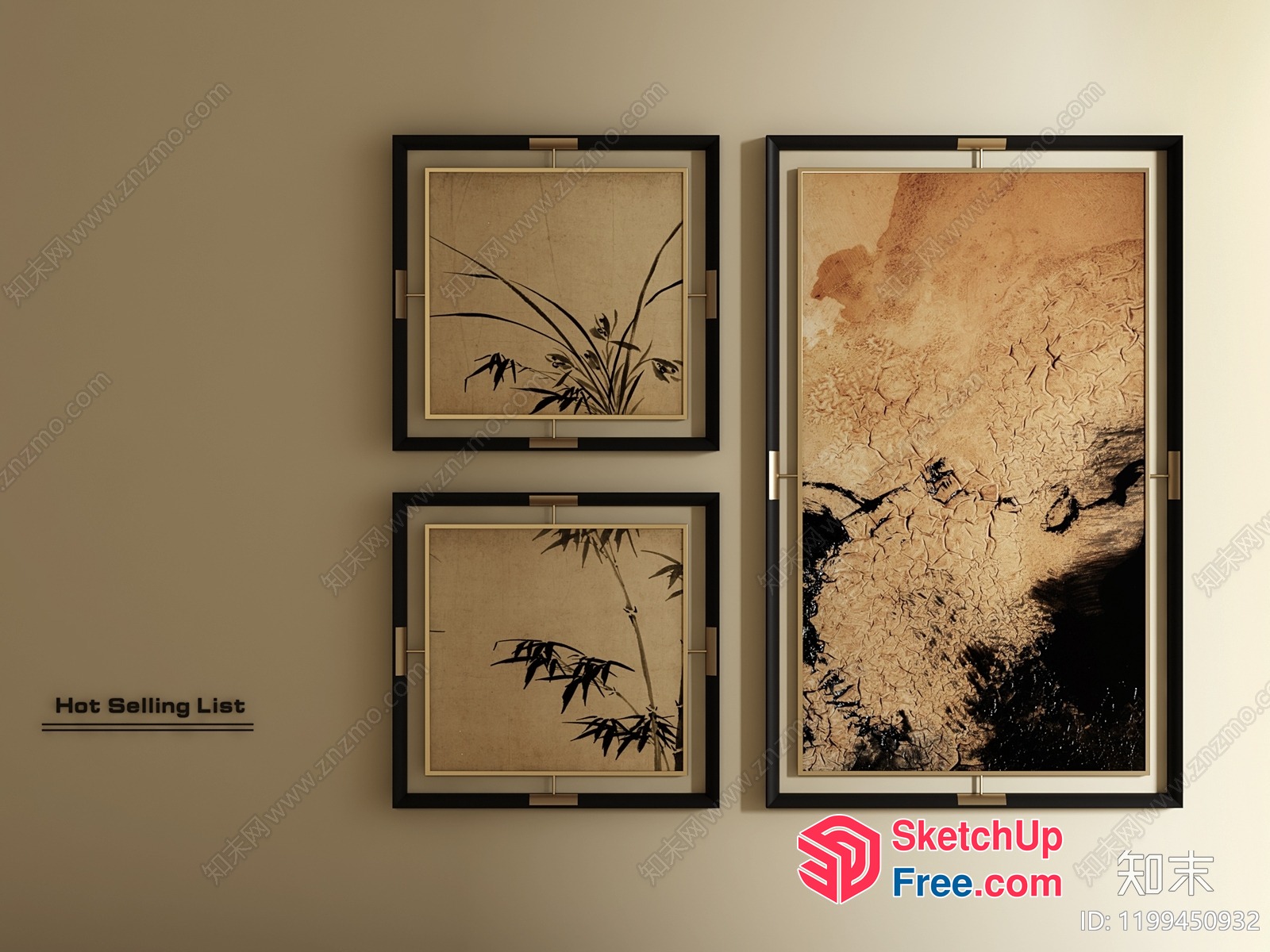 Elegant Japanese-Inspired Artwork Collection 3D SketchUp File