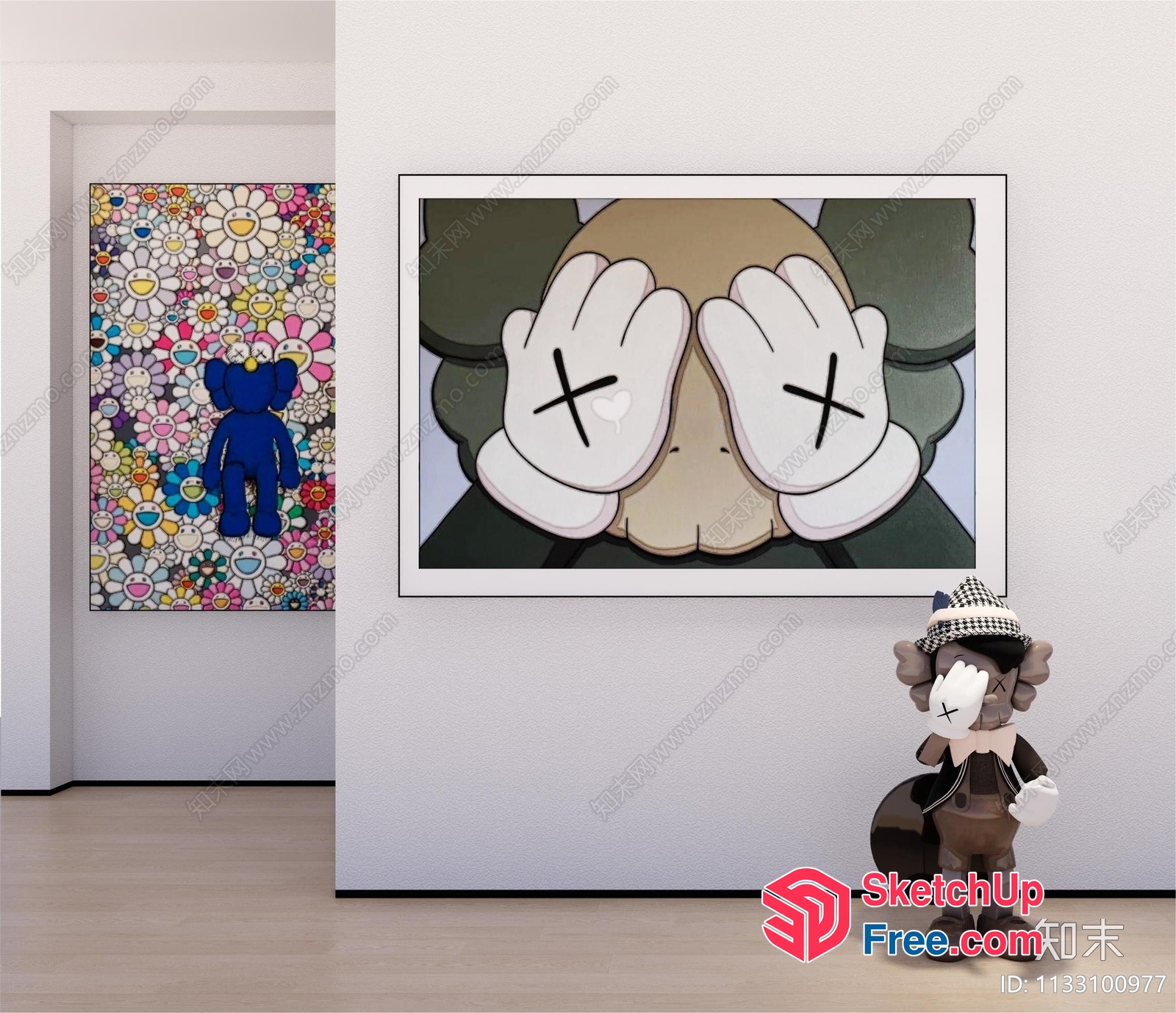 Contemporary Art Gallery With Kaws And Takashi Murakami 3D SketchUp File