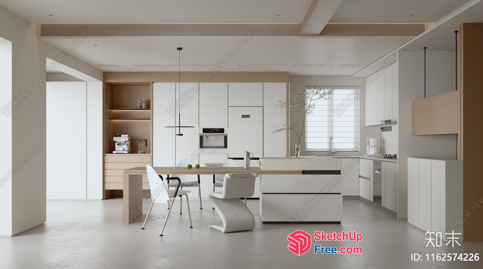 Minimalist Japanese Style Modern Kitchen Interior 3D SketchUp File