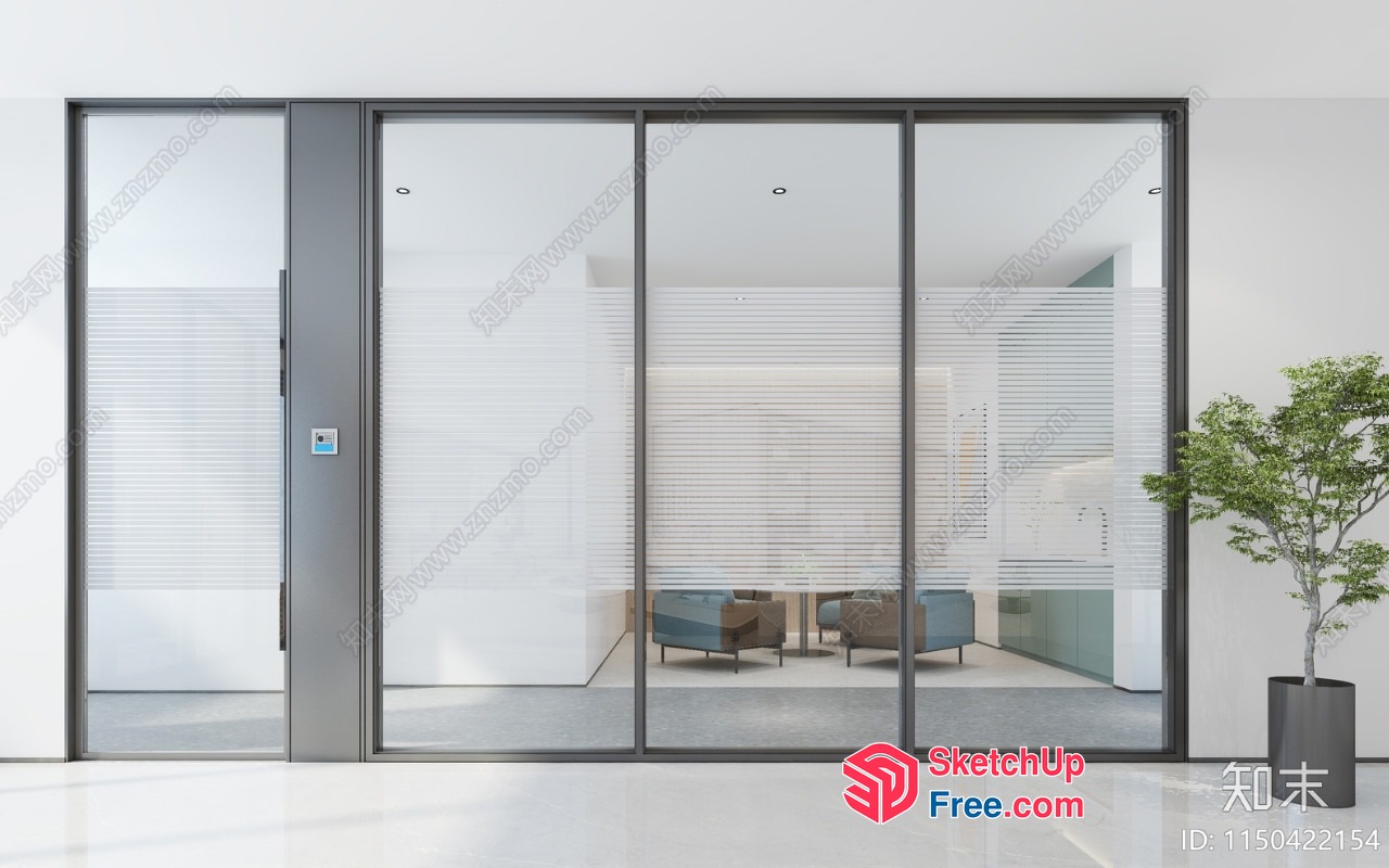 Glass Curtain Wall Interior 3D SketchUp File