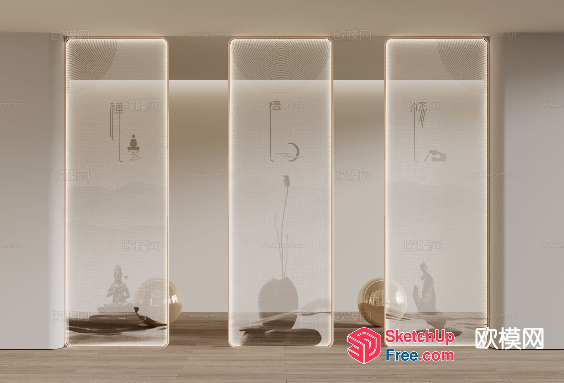 Elegant Asian-Inspired Room With Minimalist Decor 3D SketchUp File