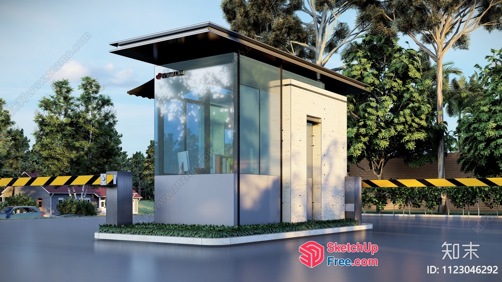 Glass Curtain Wall Building Entrance Booth 3D SketchUp File