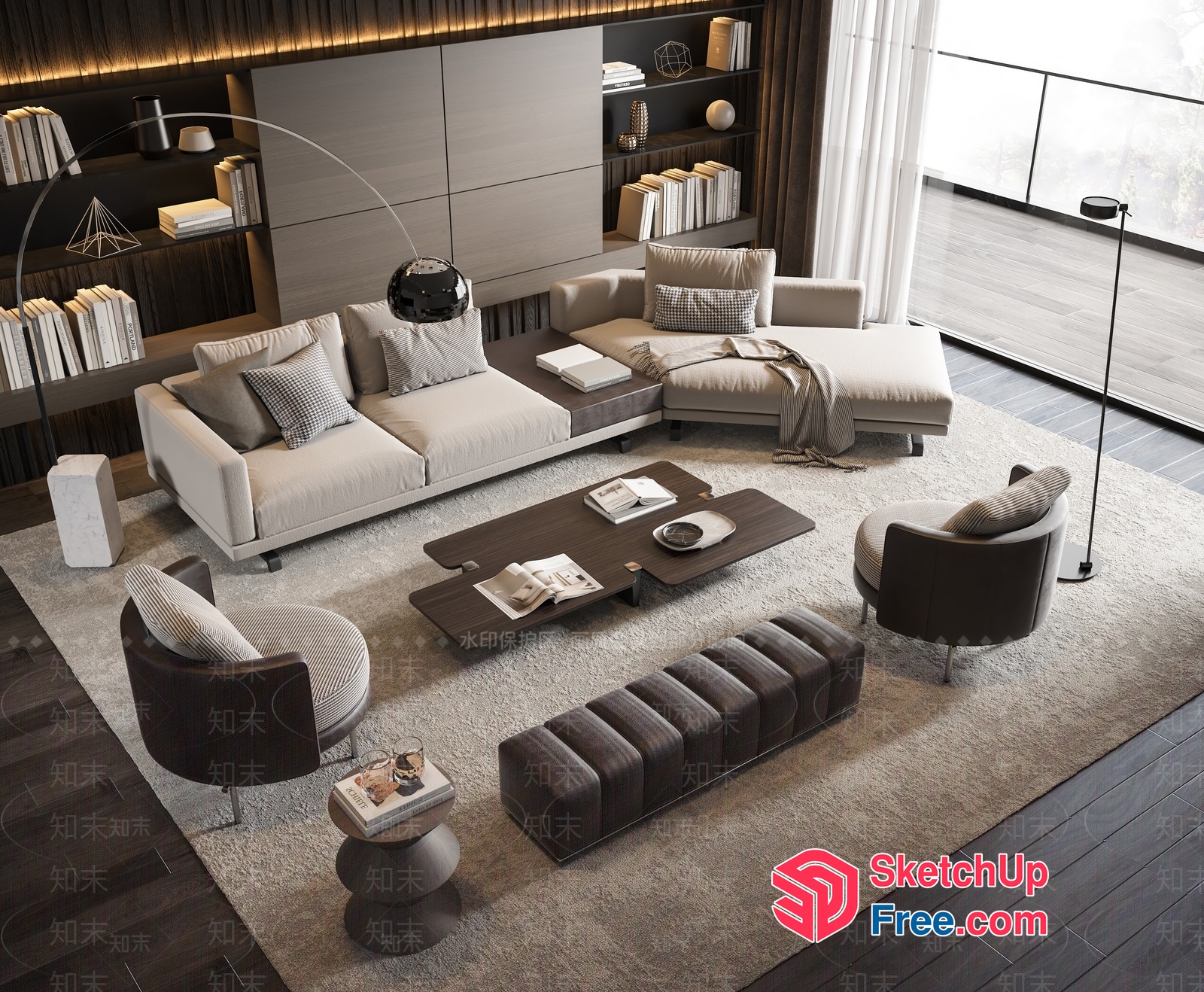 Modern Minimalist Living Room With Neutral Tones 3D SketchUp File