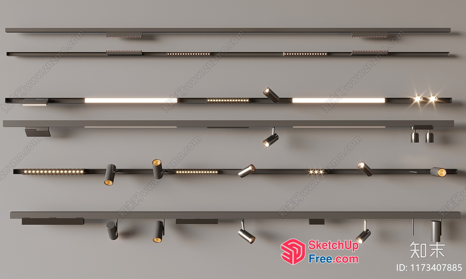 Modern Track Lighting Fixtures 3D SketchUp File
