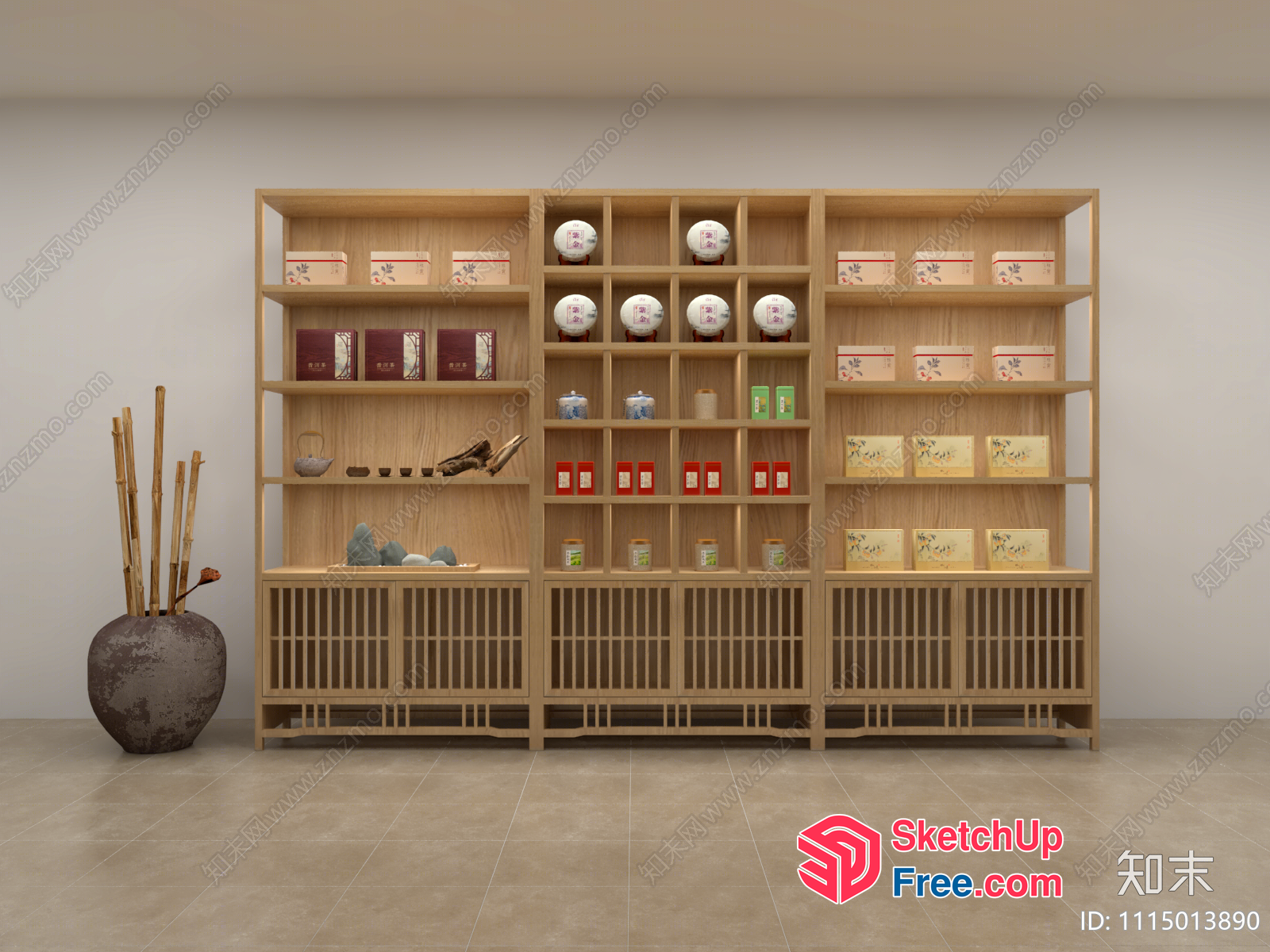 Tea Collection With Decorative Shelf And Storage 3D SketchUp File