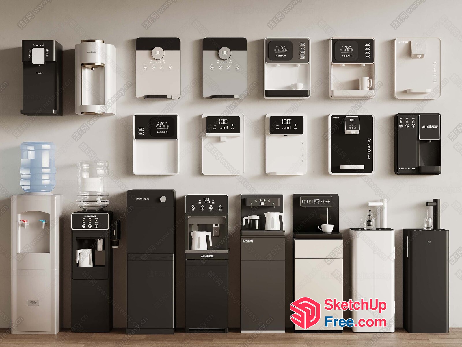 Water Dispensers Of Various Styles And Brands 3D SketchUp File
