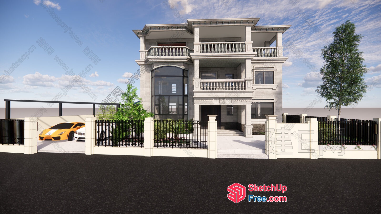 Classic European Style Villa Exterior 3D SketchUp File