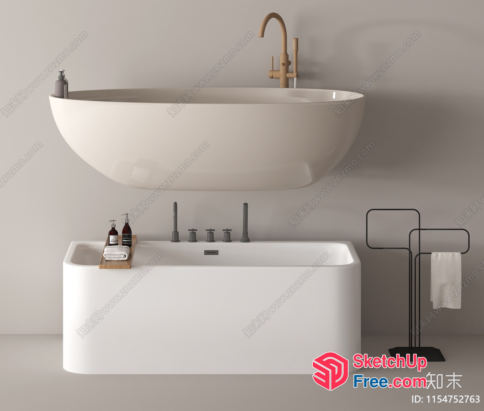Elegant White Bathroom With Modern Fixtures 3D SketchUp File
