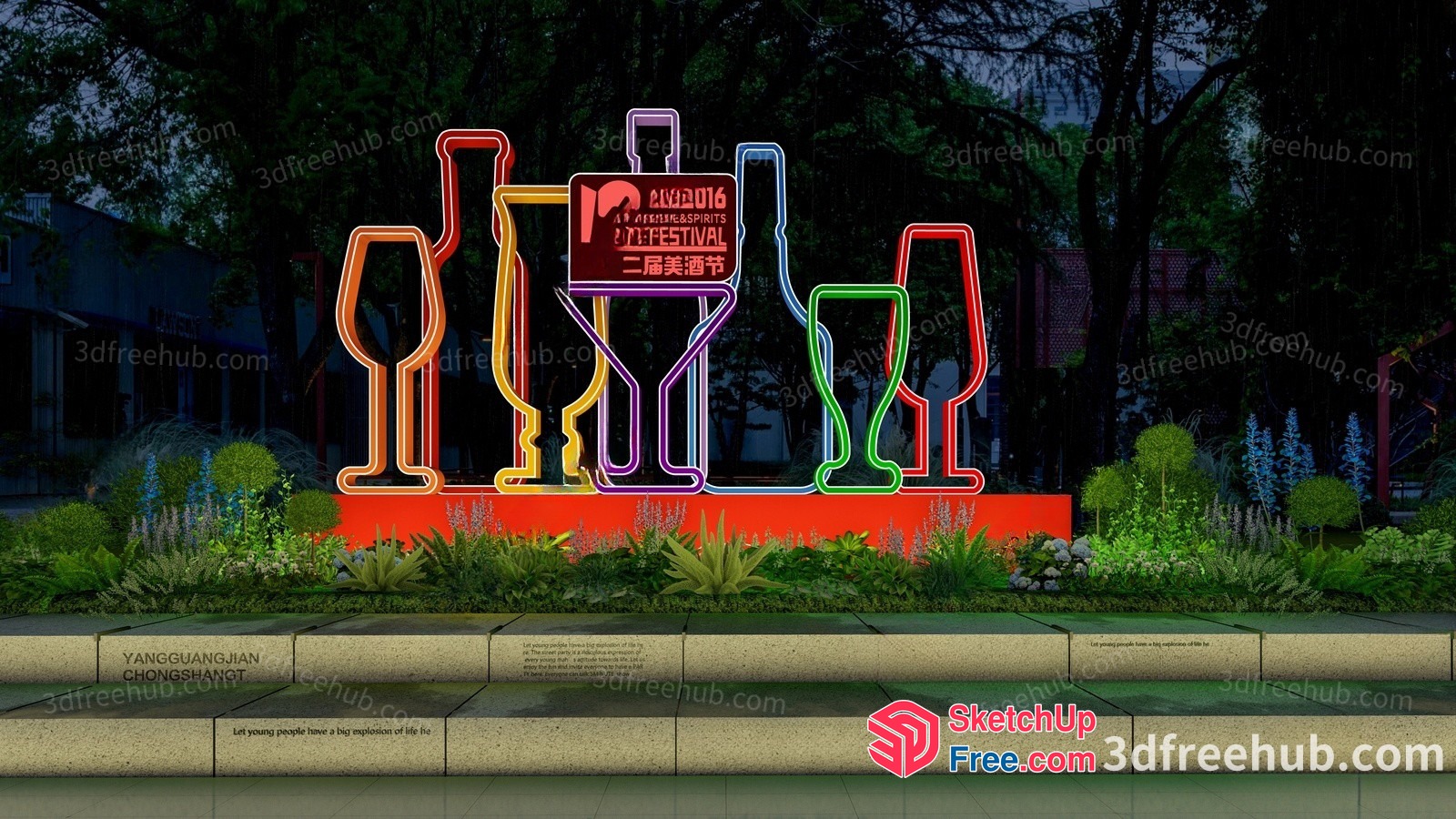 Colorful Neon Signage For A Festival 3D SketchUp File