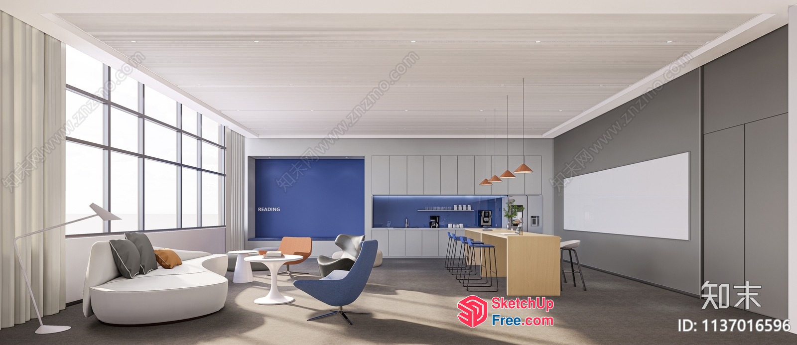 Modern Minimalist Interior Design Office Space 3D SketchUp File