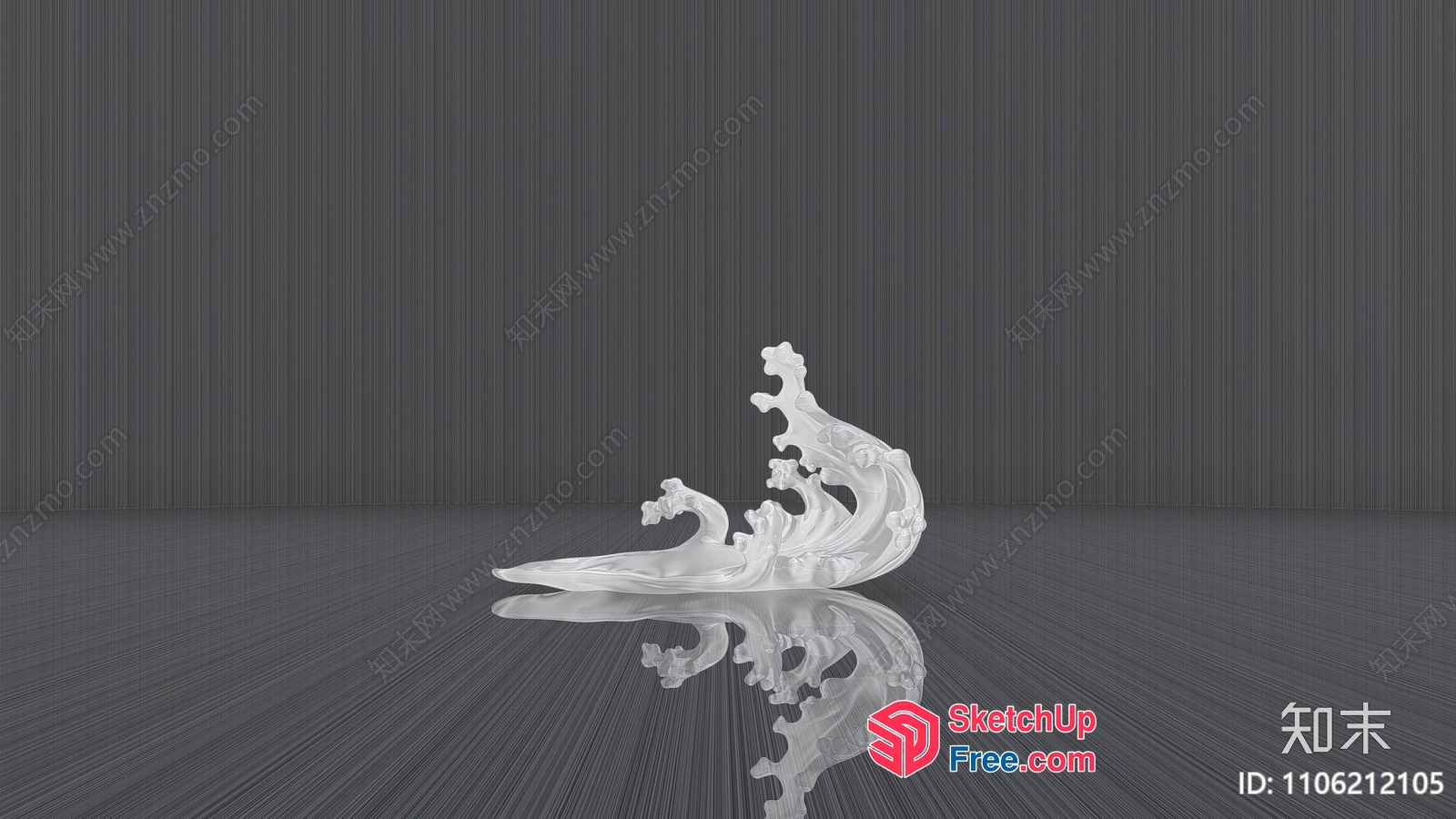Decorative Carved Wave Design 3D SketchUp File