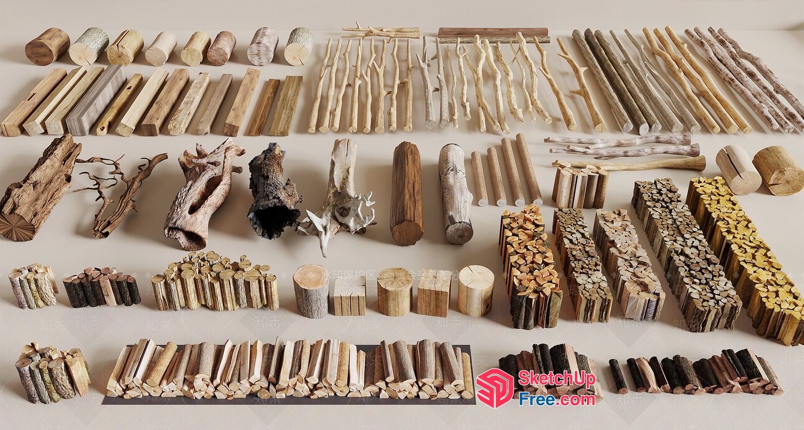 Wooden Decorative Pieces Collection 3D SketchUp File