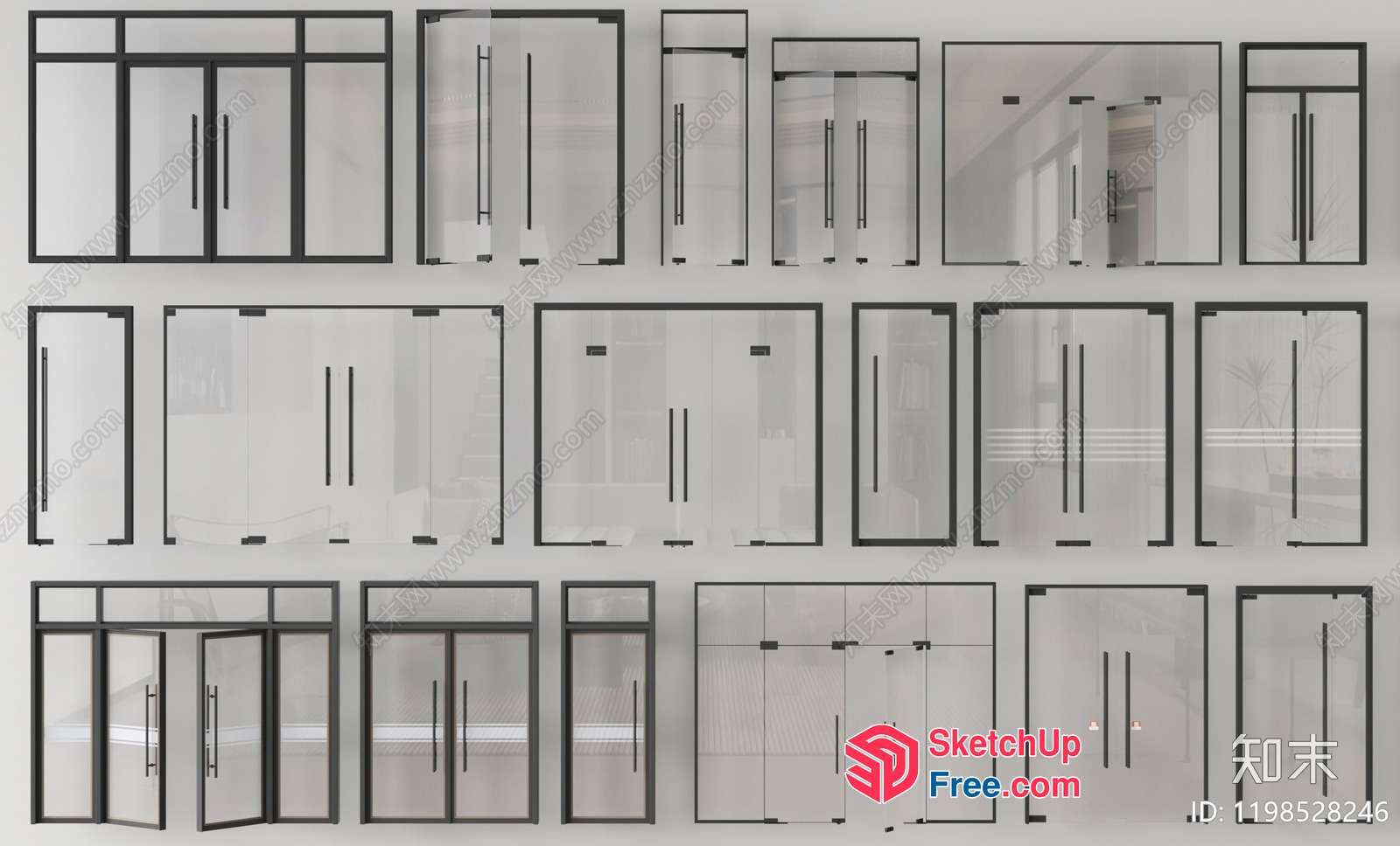 Modern Glass Door And Window Collection 3D SketchUp File