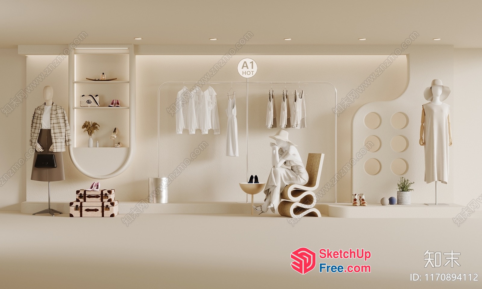 Modern Minimalist Clothing Store Interior 3D SketchUp File