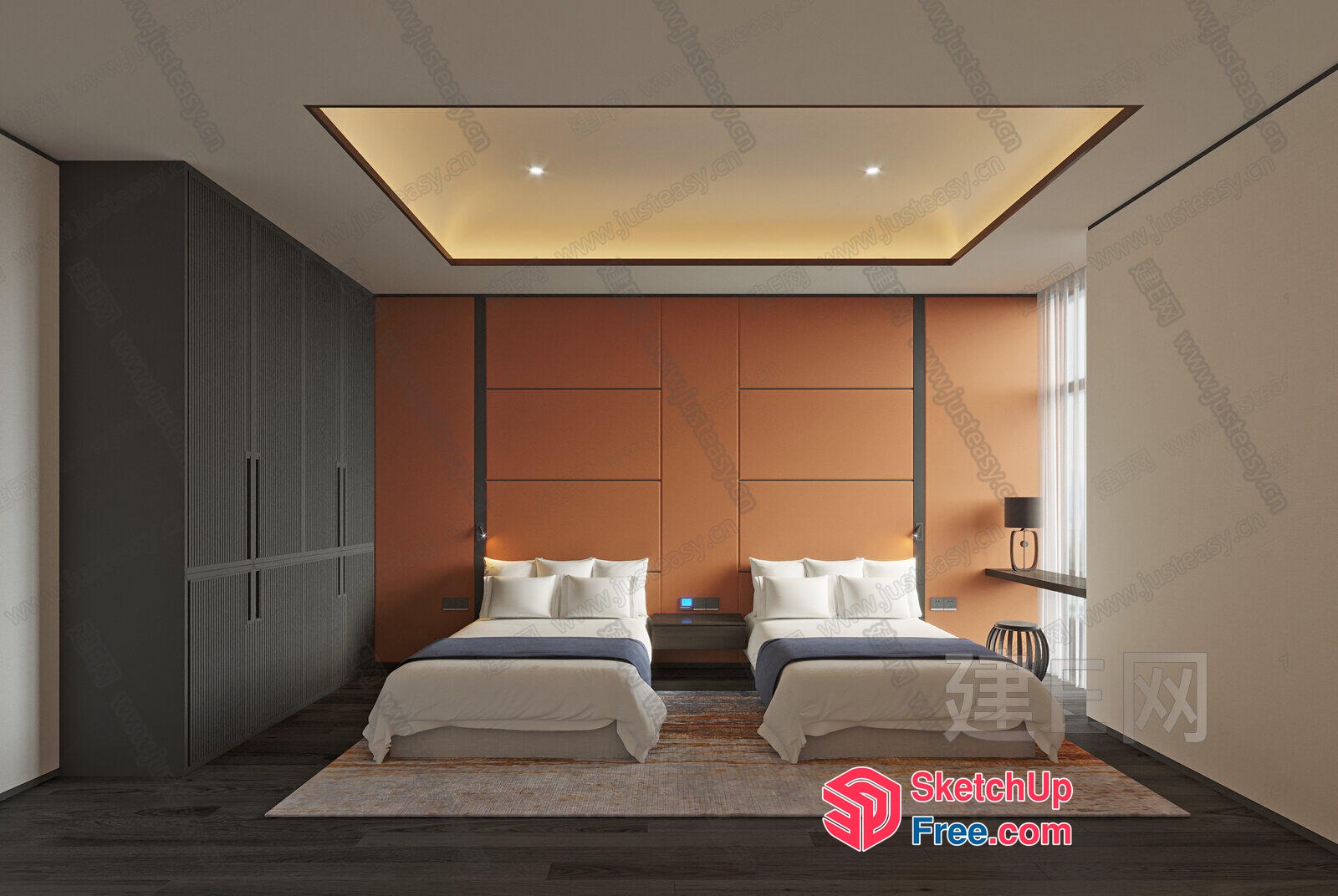 Modern Minimalist Bedroom Interior 3D SketchUp File