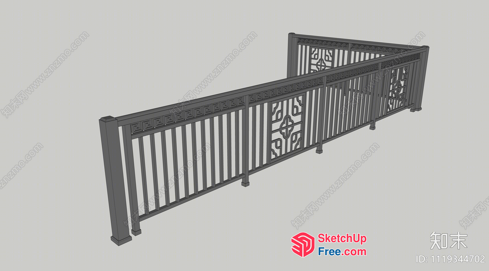 Ornate Metal Railing With Intricate Carved Design 3D SketchUp File