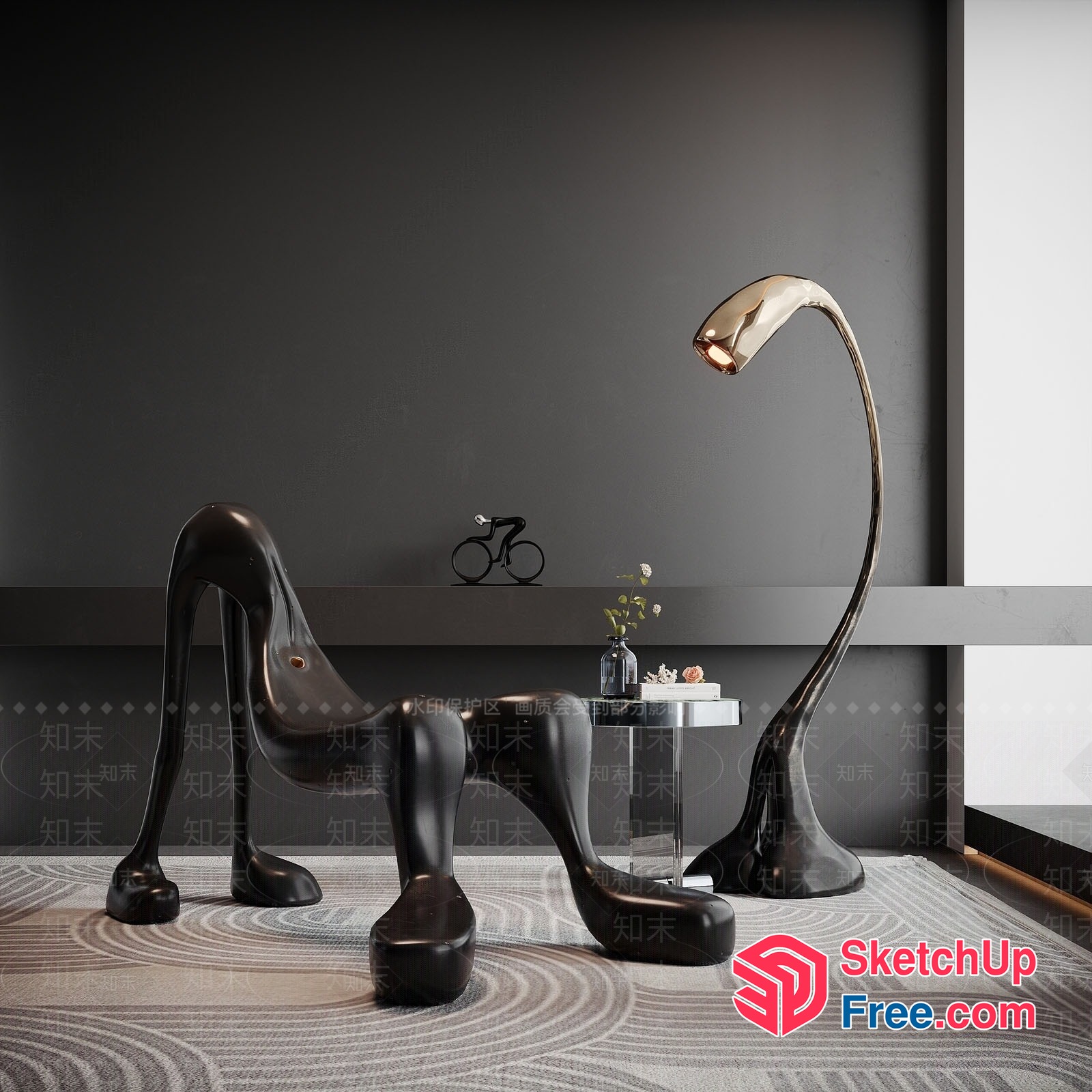 Modern Minimalist Animal-Shaped Furniture And Lighting 3D SketchUp File
