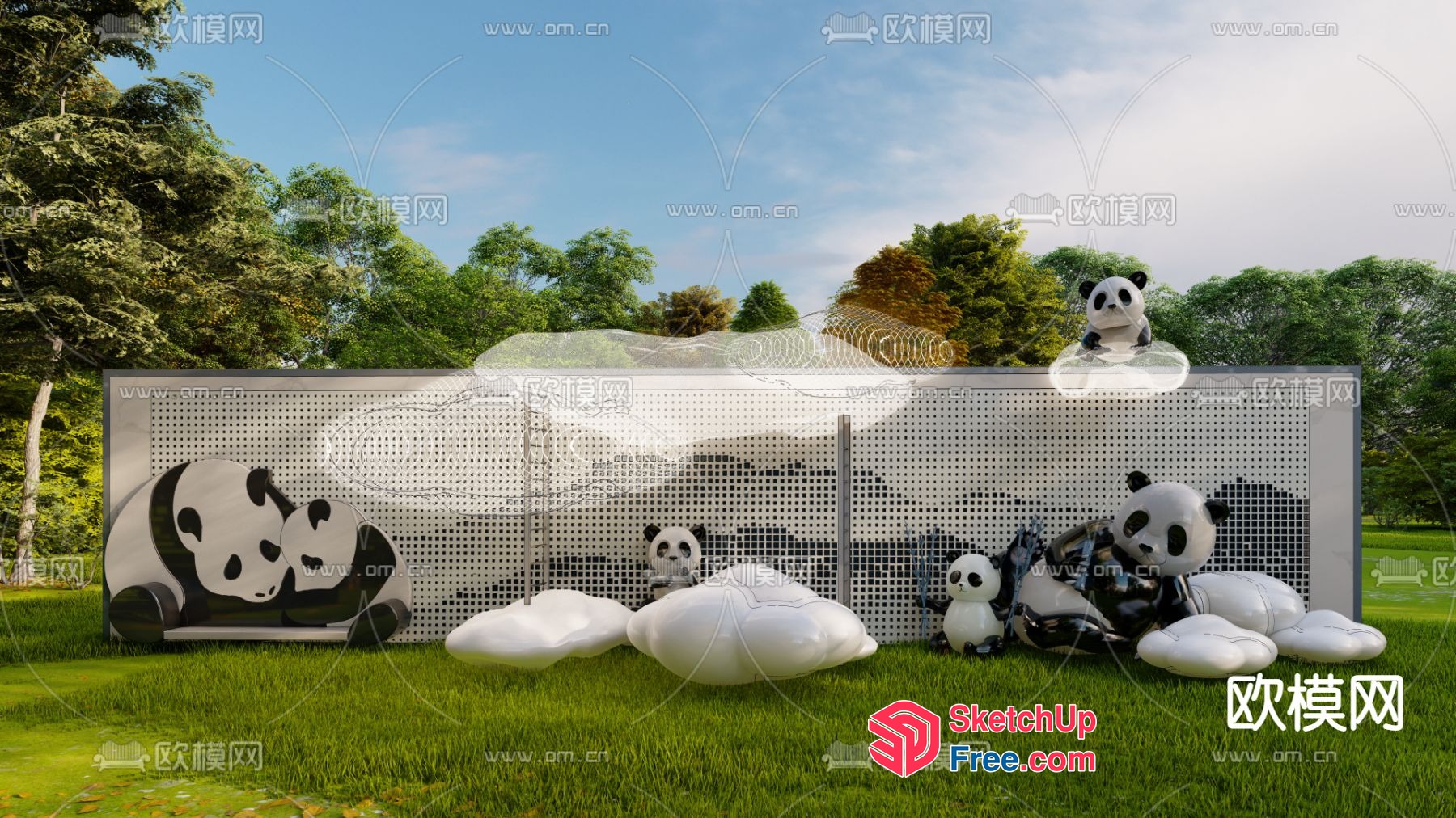 Panda-Themed Furniture And Decor 3D SketchUp File
