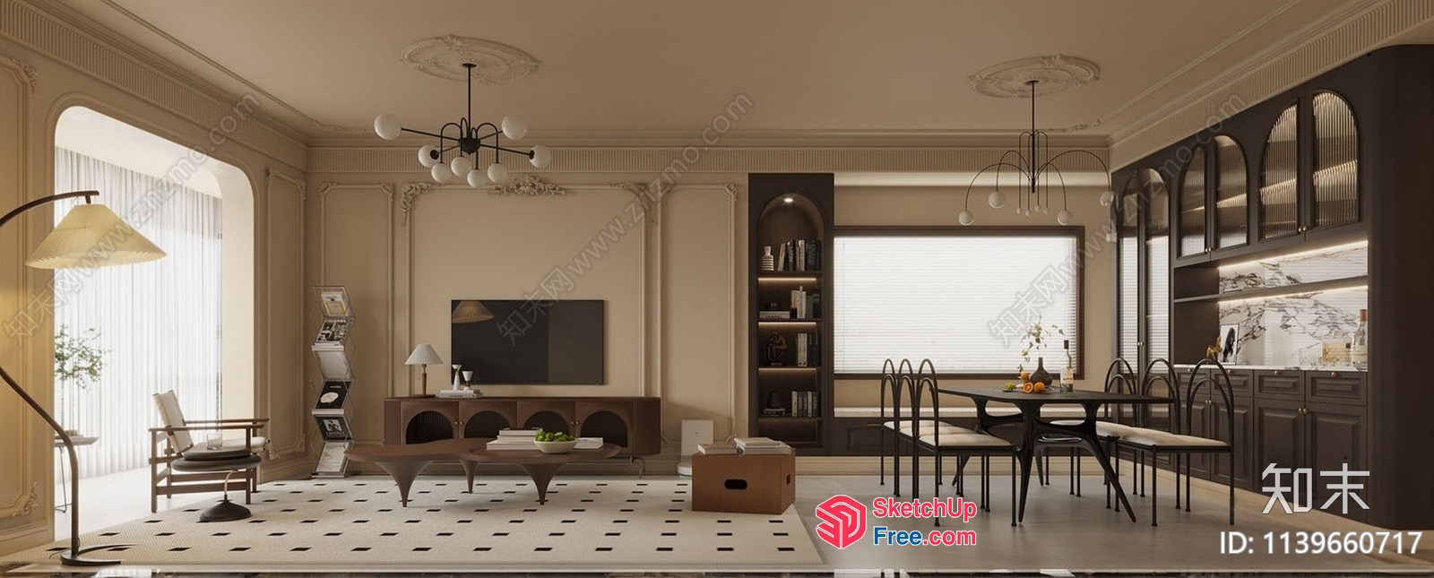 Classic European-Style Living Room With Elegant Decor 3D SketchUp File