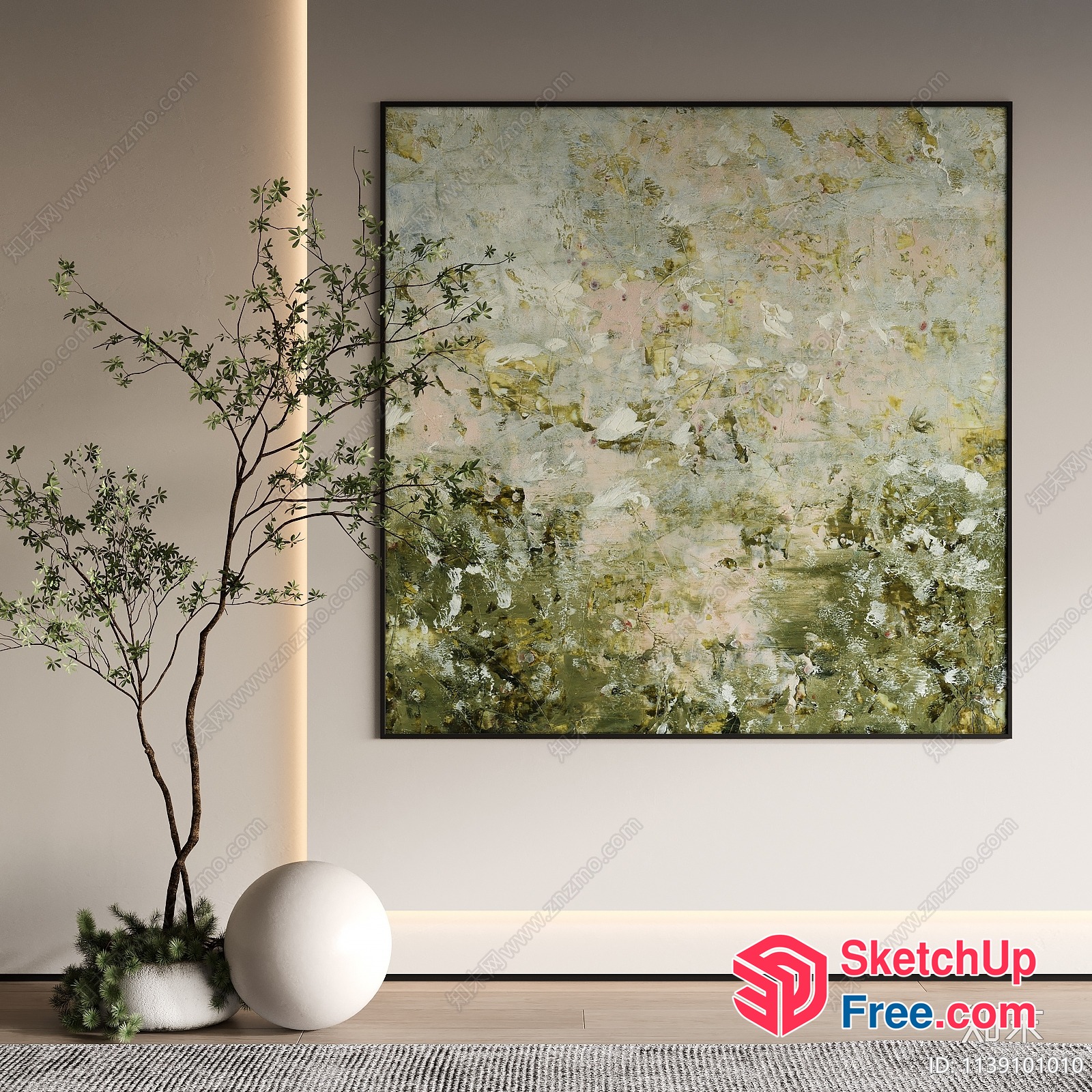 Minimalist Style Painting In A Modern Interior 3D SketchUp File