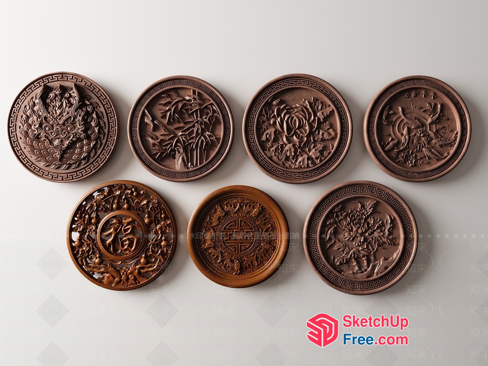 Intricate Asian-Inspired Wall Decorations 3D SketchUp File