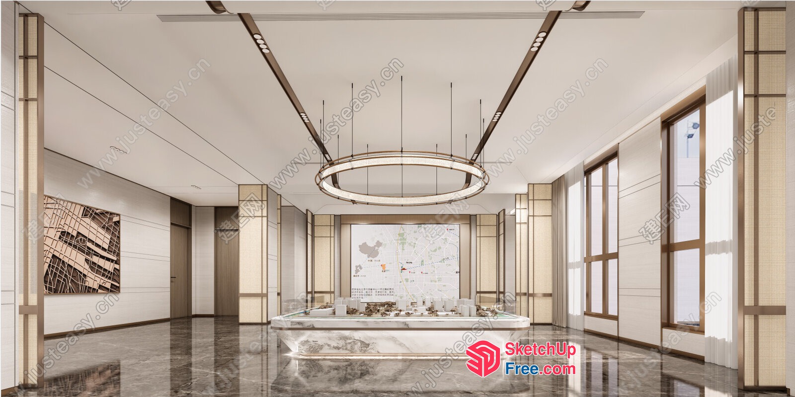 Modern Office Interior With Elegant Lighting And Decor 3D SketchUp File