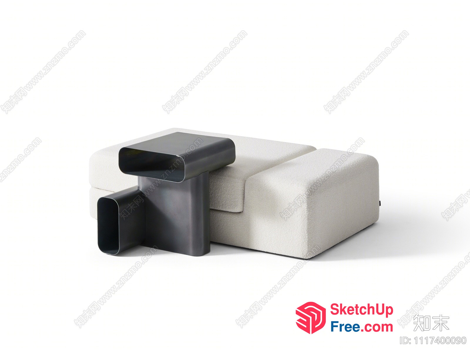 Modern Minimalist White Sofa And Black Side Table 3D SketchUp File